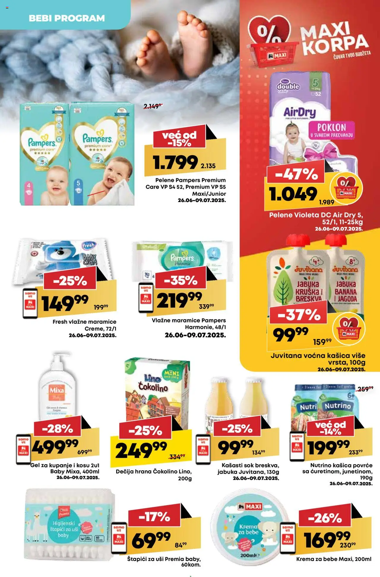 Maxi katalog - važi od 03.07.2025 | Strana: 32 | Proizvode: Pampers, Korpa, Sok, Vlažne maramice