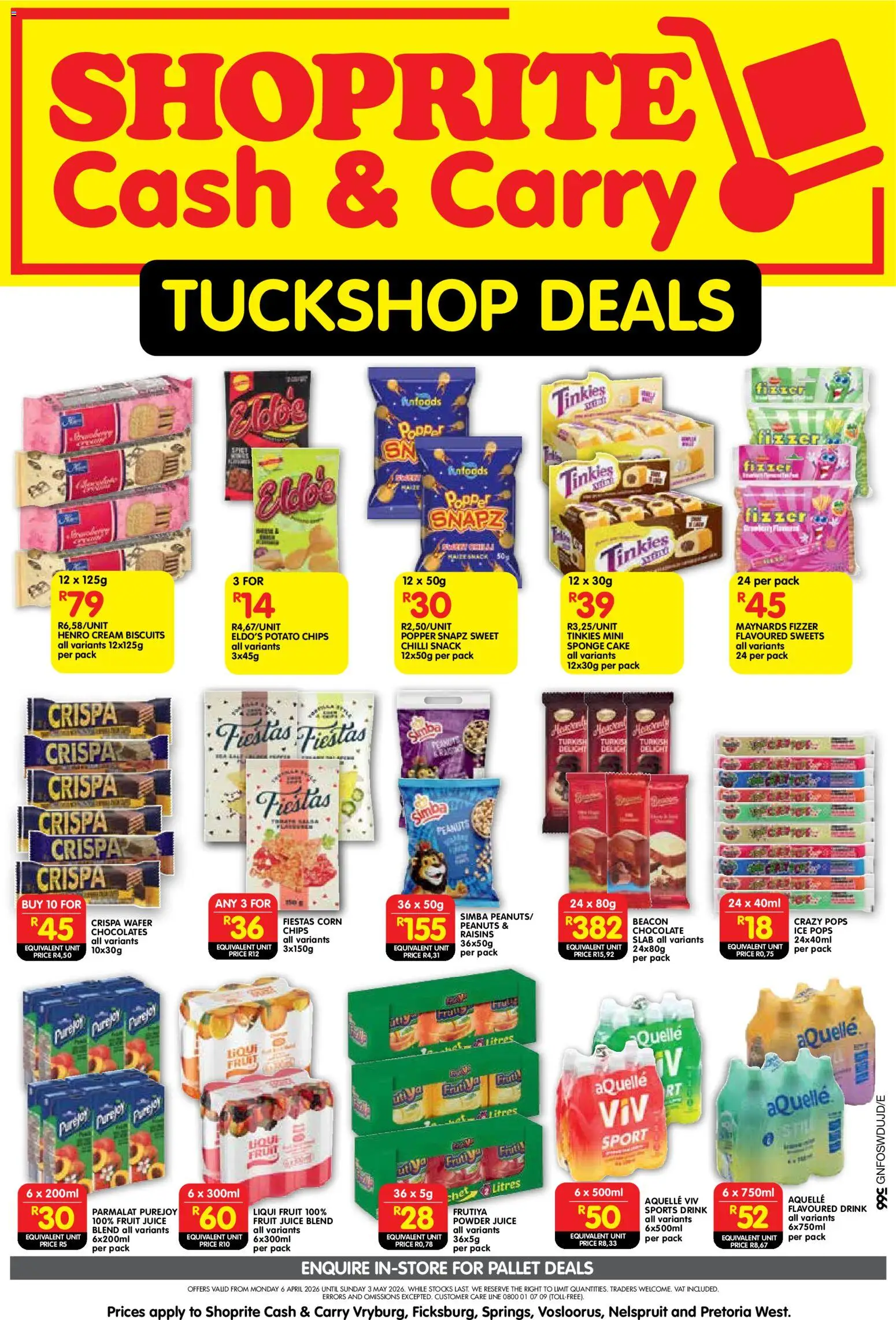 New Shoprite catalogue – valid from 06.04.2026 | Page: 1 | Products: Corn, Biscuits, Juice, Powder