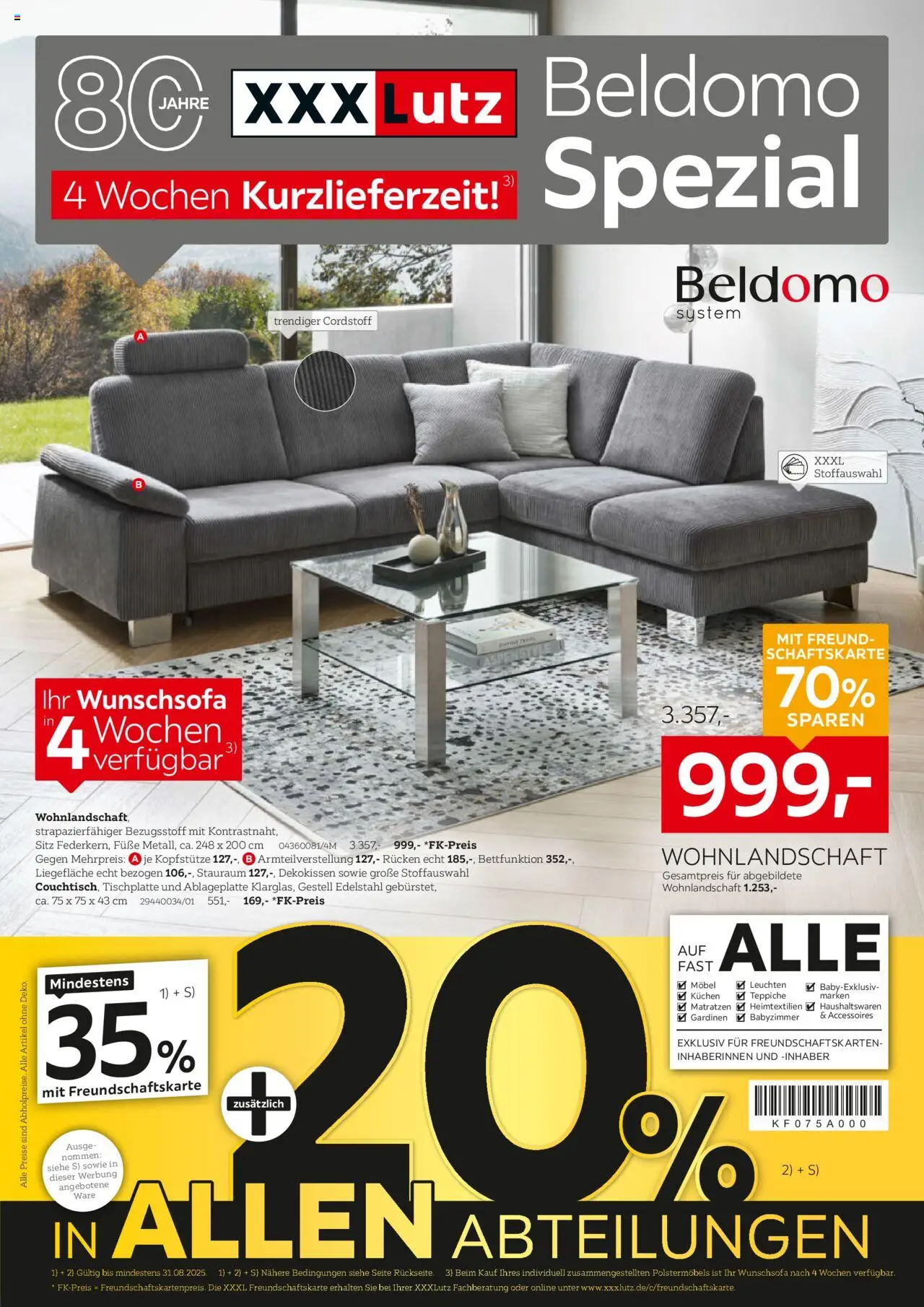XXXL Lutz Beldomo Spezial - gültig ab dem 18.08.2025 | Seite: 1 | Produkte: Wohnlandschaft, Kuchen