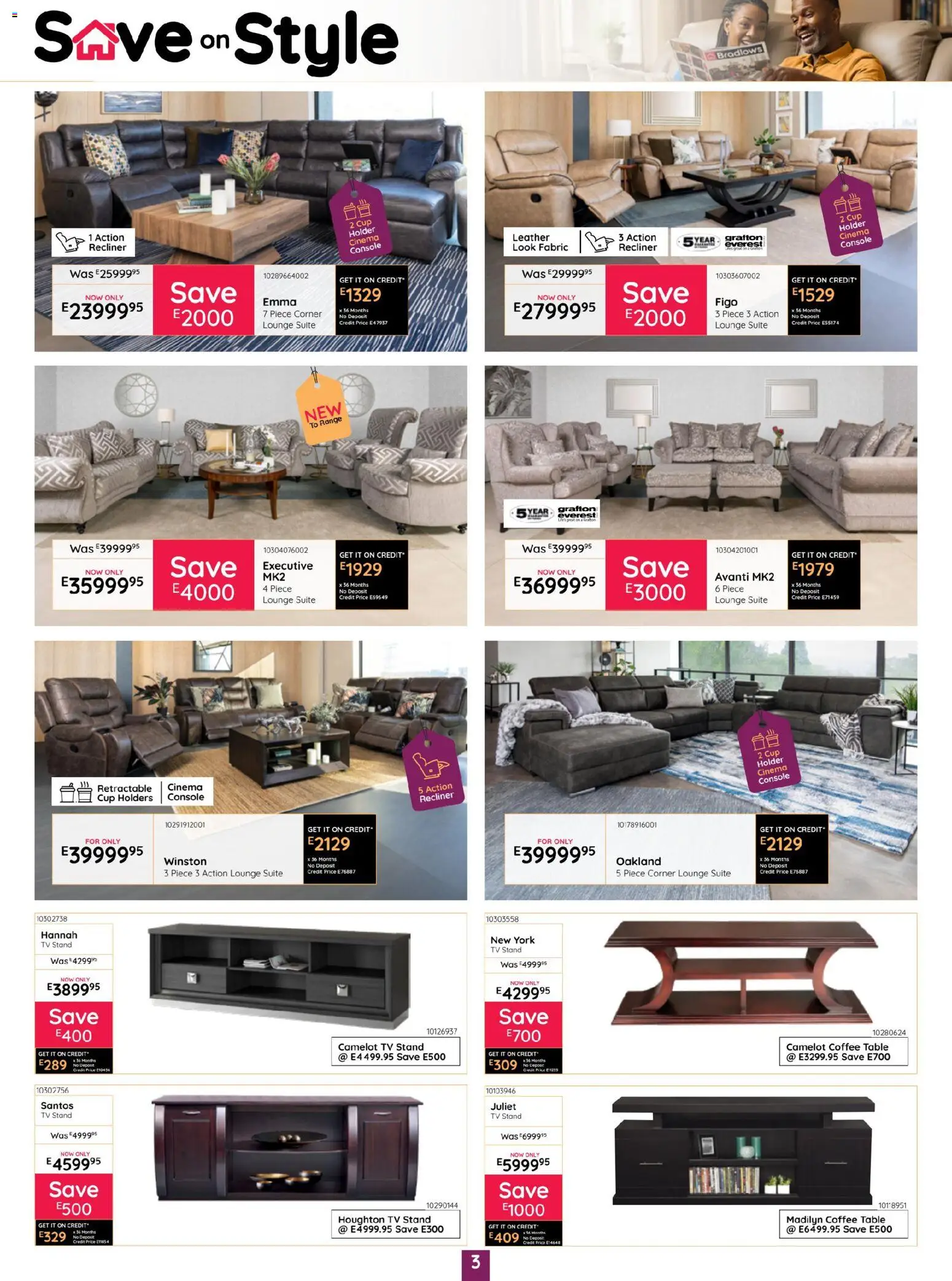 New Bradlows Eswatini Catalogue catalogue – valid from 19.03.2026 | Page: 3 | Products: TV, Table, Lounge suite, Coffee