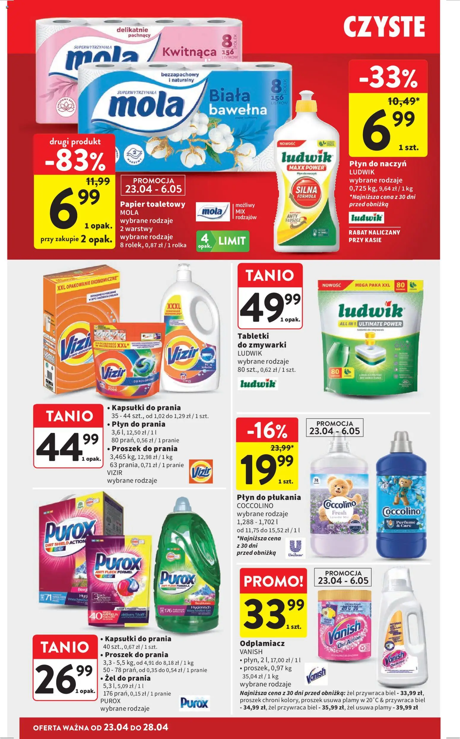 Intermarche gazetka od 23.04.2026 | Strona: 40 | Produkty: Vanish, Coccolino, Kapsułki do prania, Proszek do prania