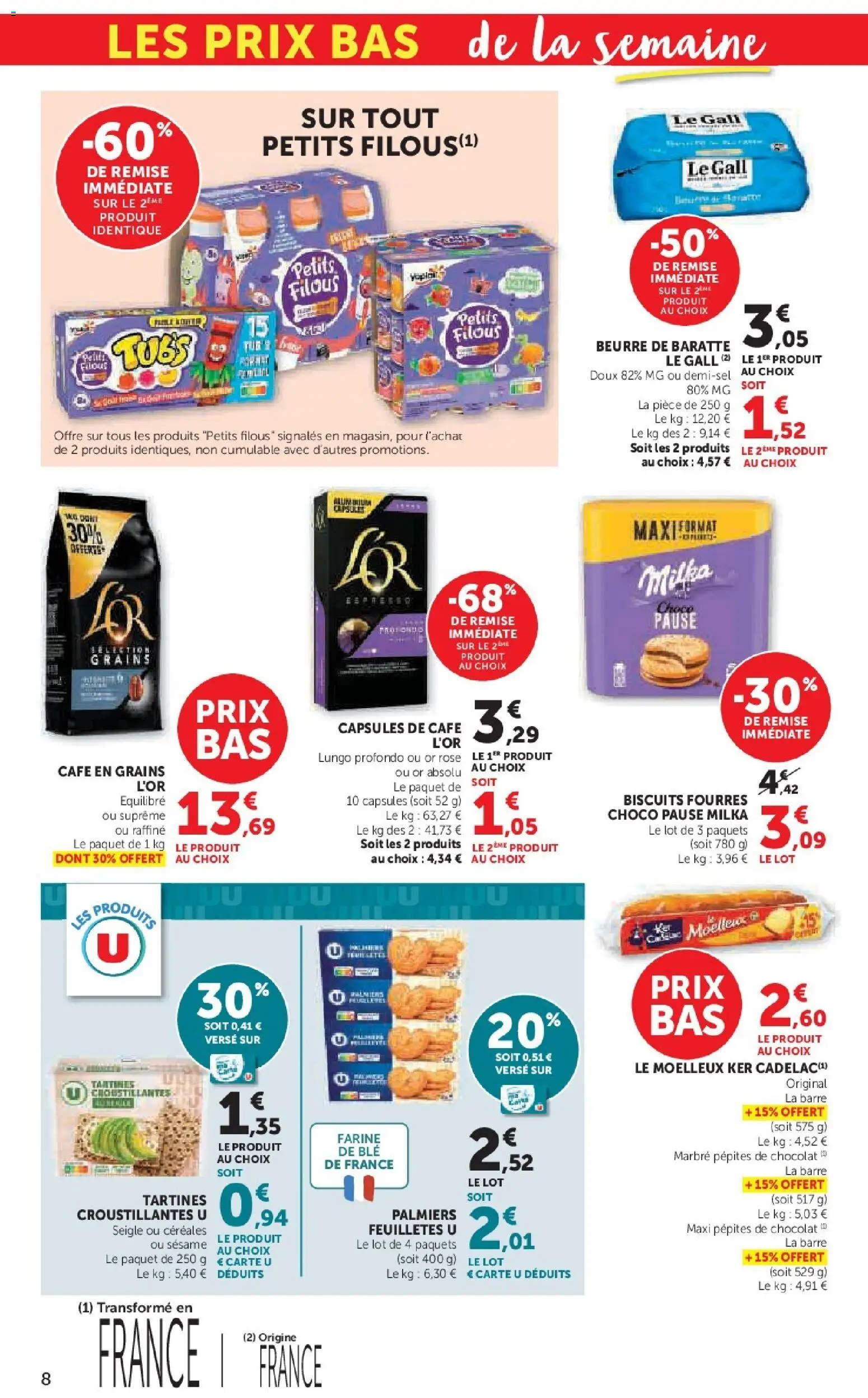 {H1} | Page: 8 | Produits: Pépites de chocolat, Farine, Café, Céréales