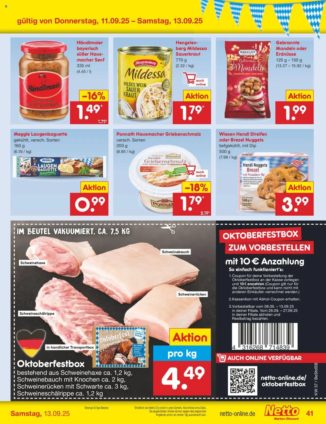 Netto Marken-Discount Prospekt 	 – gültig ab 08.09.2025 | Seite: 61 | Produkte: Erdnüsse, Kraut, Schweinerucken, Wein