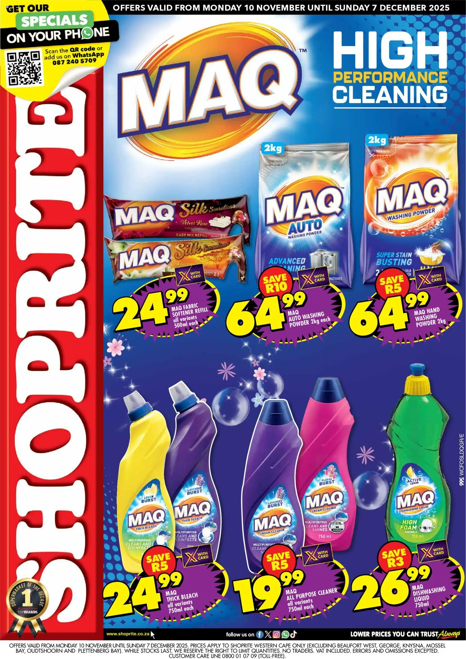New Shoprite catalogue – valid from 10.11.2025 | Page: 1 | Products: Bleach, Washing powder, Lemon, Dishwashing liquid