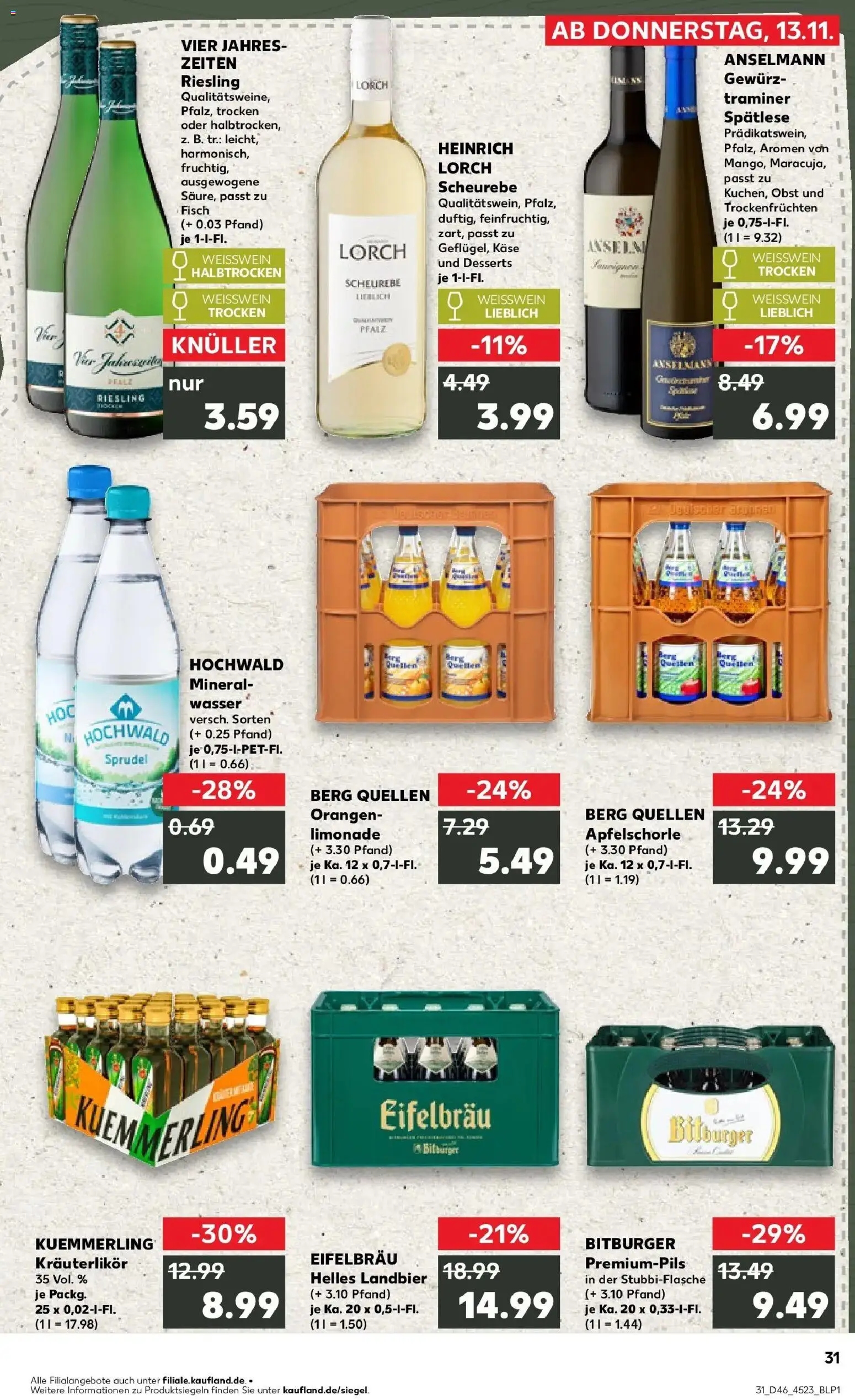 Kaufland prospekt Landau In Der Pfalz	 – gültig ab 17.11.2025 | Seite: 31 | Produkte: Weißwein, Orangen, Limonade, Mineralwasser