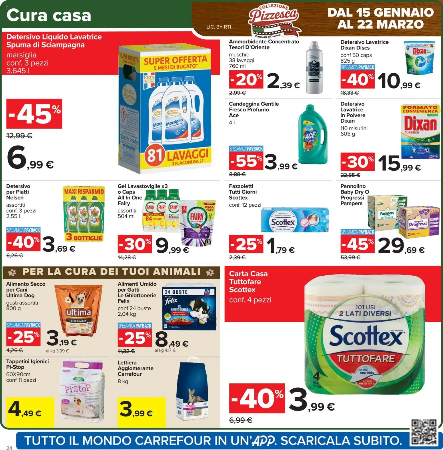 Volantino Carrefour del 15.01.2026 | Pagina: 24 | Prodotti: Ammorbidente, Fazzoletti, Lavatrice, Profumo