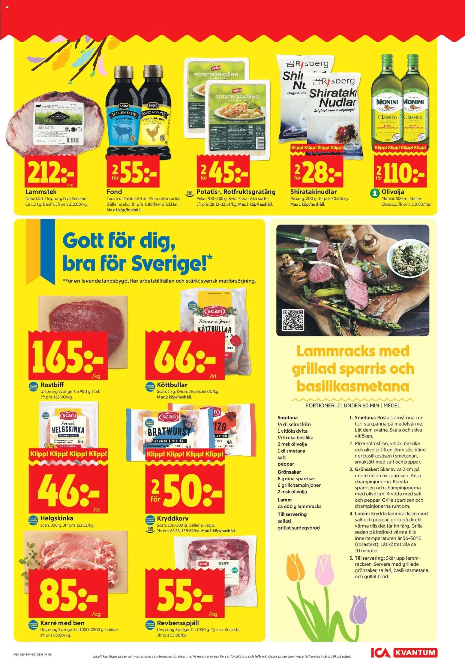 ICA Kvantum reklamblad aktuell från 30.03.2026 | Sida: 5 | Produkter: Köttbullar, Galler, Basilika, Stekpanna