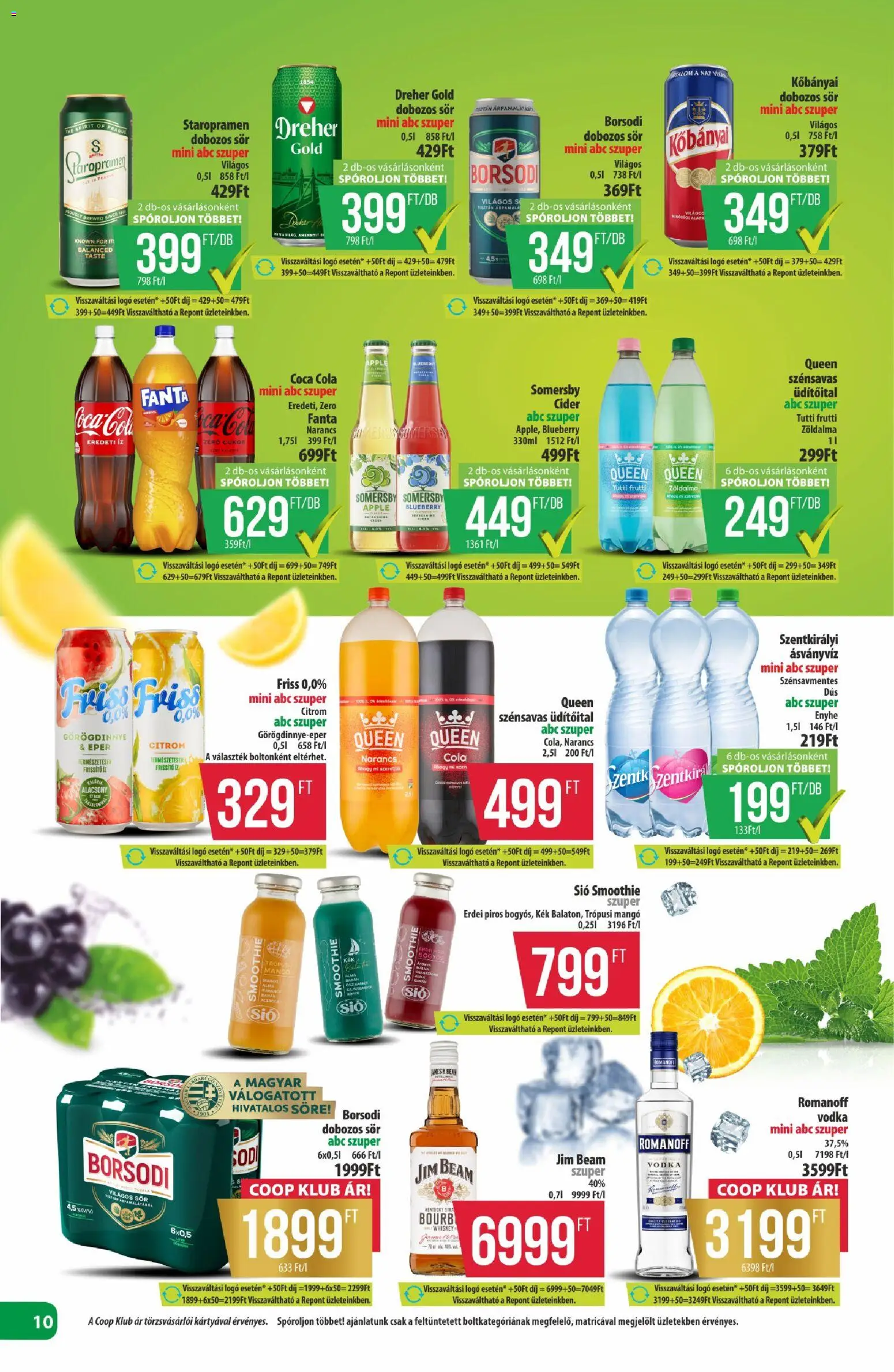 COOP akciós ujság - amely érvényes a következő dátumtól: 23.04.2026 | Oldal: 10 | Termékek: Görögdinnye, Szentkirályi ásványvíz, Coca Cola, Citrom
