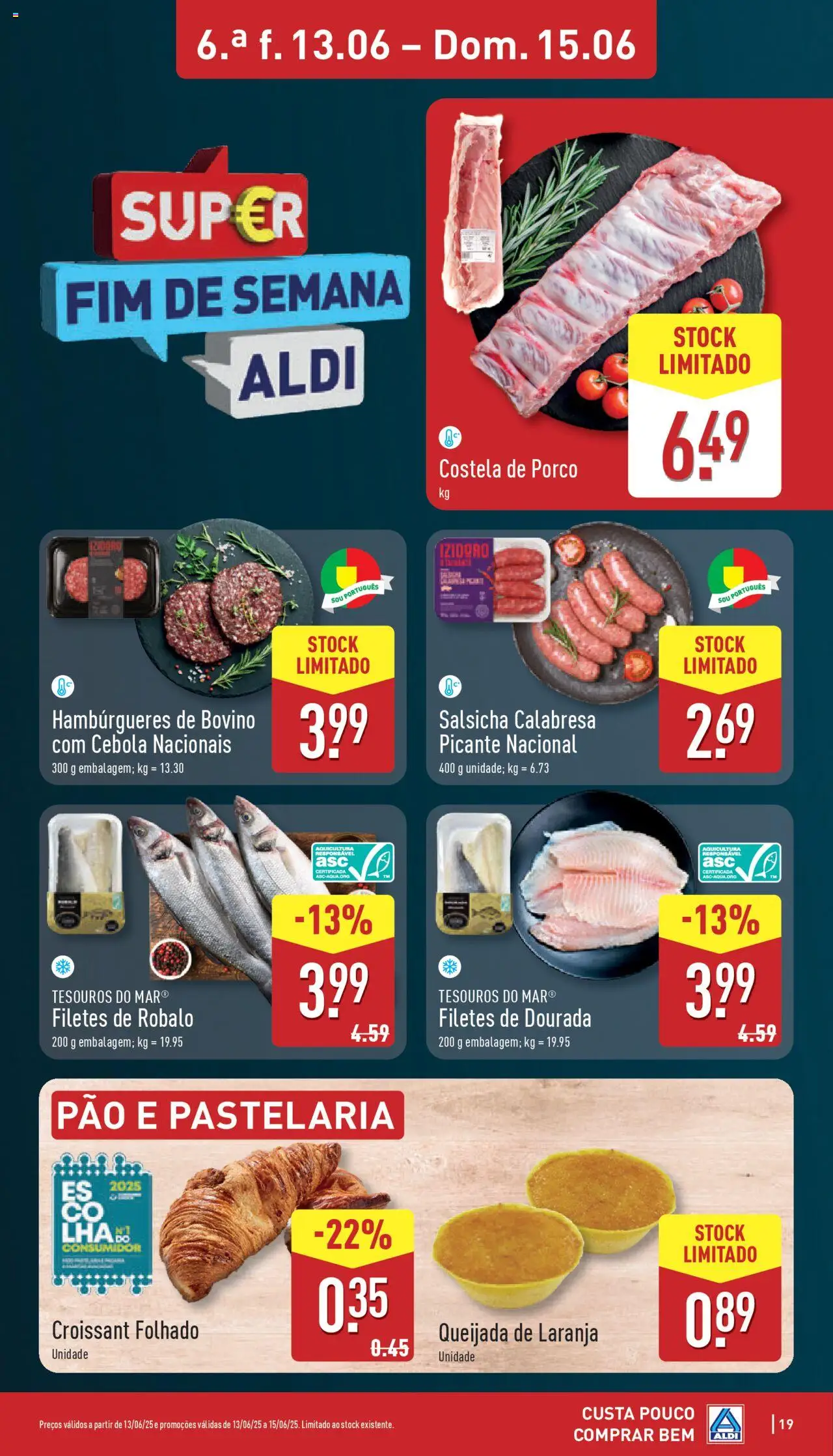 Aldi folheto │ válido de 09.06.2025 | Página: 19 | Produtos: Dourada, Cebola, Salsicha, Pão