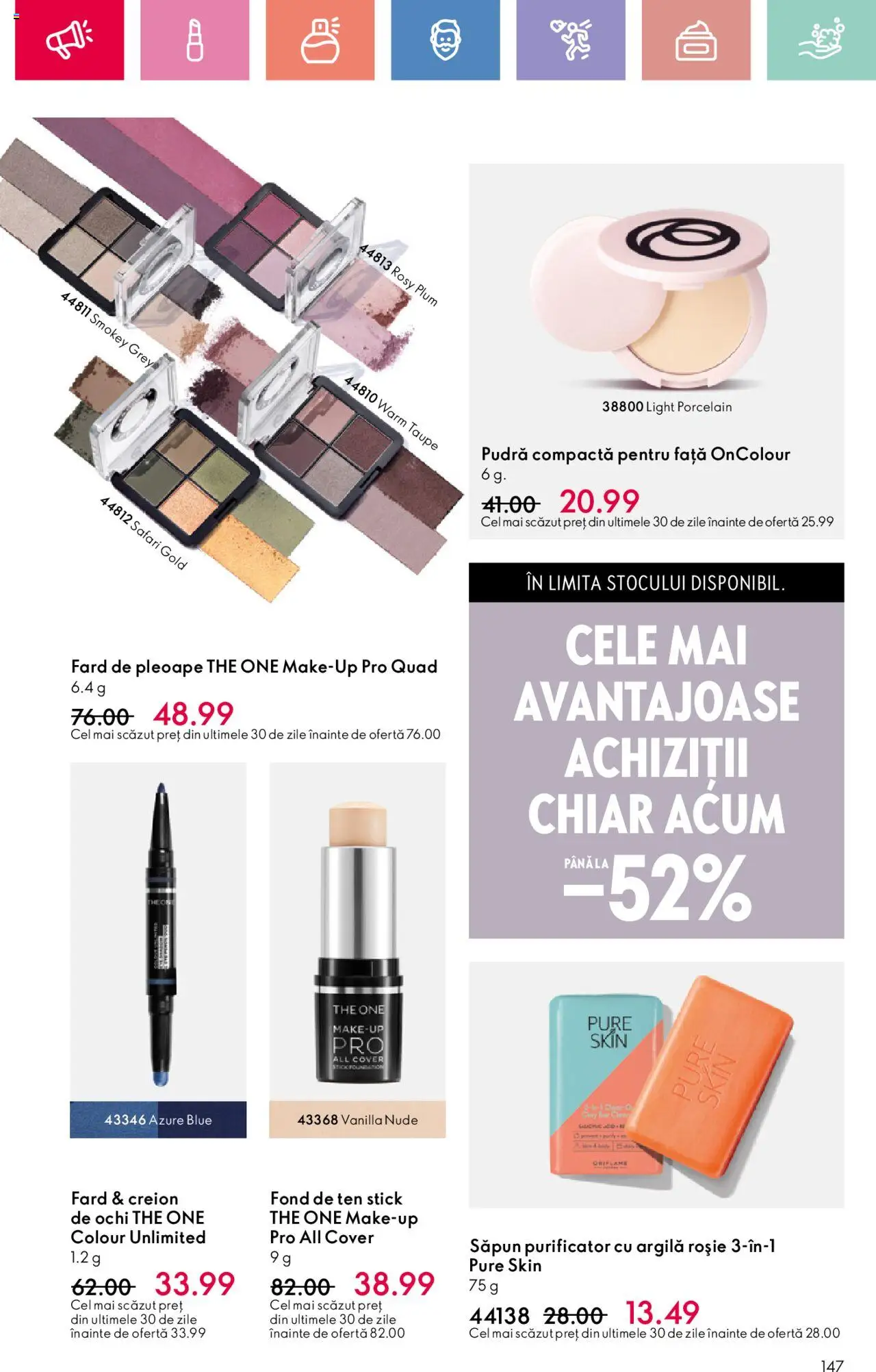 Oriflame catalog 11 2025 – valabil de la 27.07.2025 | Pagină: 147 | Produse: Fond de ten, Pudră, Fard de pleoape, Săpun