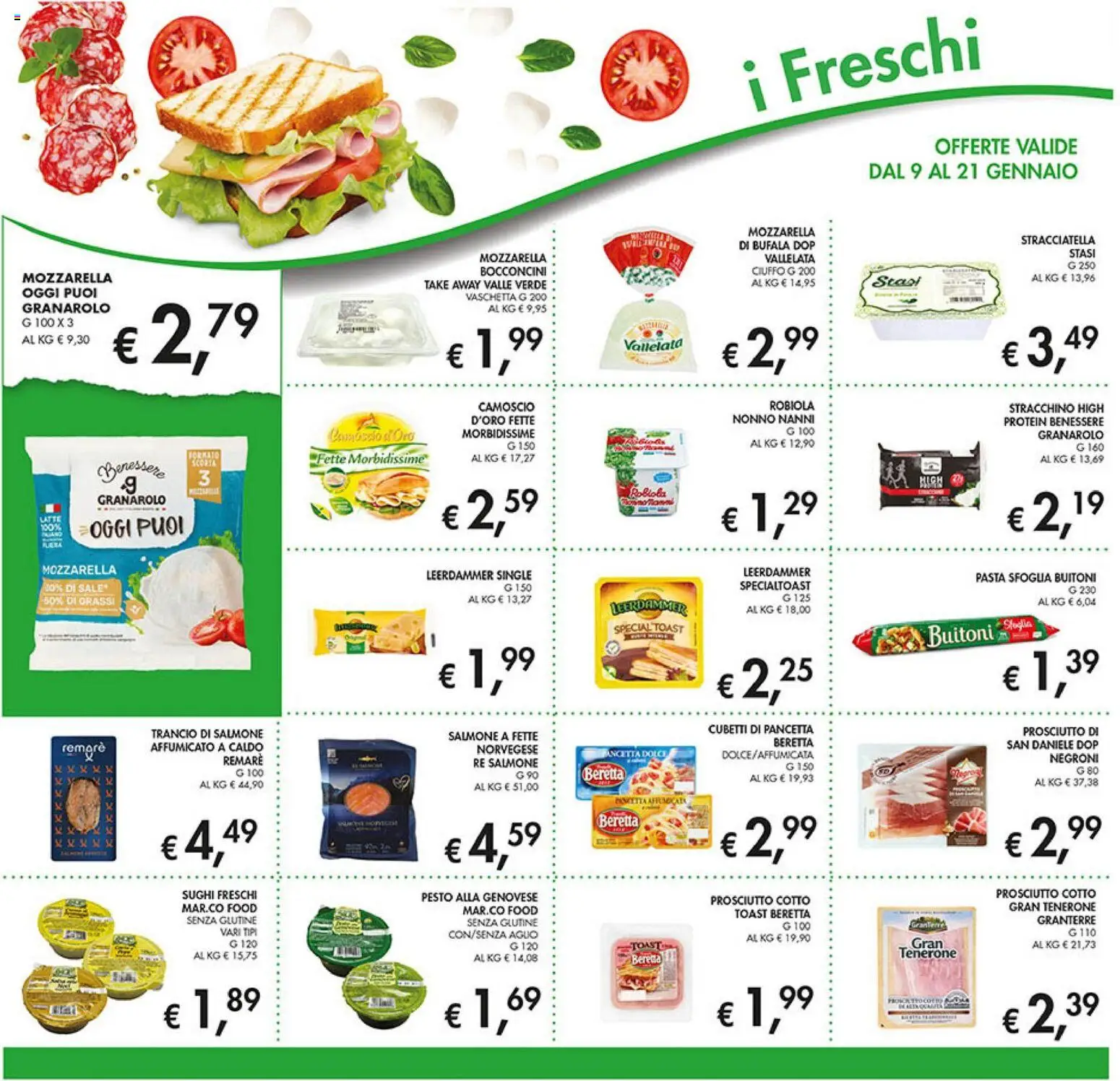 Volantino Coal del 09.01.2026 | Pagina: 16 | Prodotti: Prosciutto Cotto, Salmone, Latte, Pesto