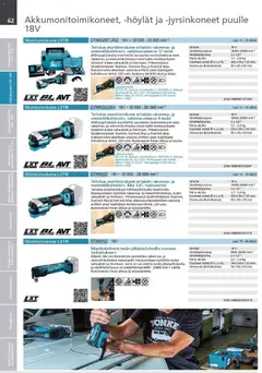 Makita-mainoslehti voimassa 24.03.2026 alkaen | Sivu: 62 | Tuotteet: Monitoimikone, Onki