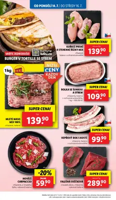 Lidl leták od 14.07.2025 | Strana: 10 | Produkty: Burger, Vepřový bok, Maso, Carpaccio