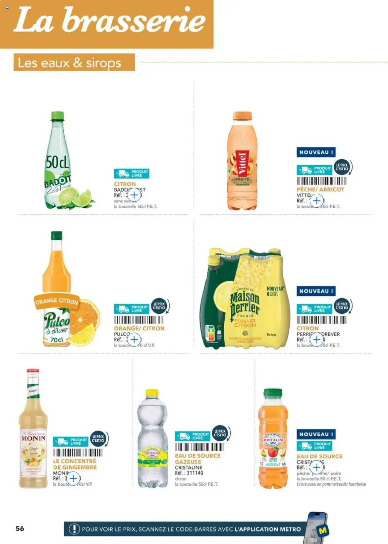 {H1} | Page: 56 | Produits: Badoit, Poire, Gingembre, Livre