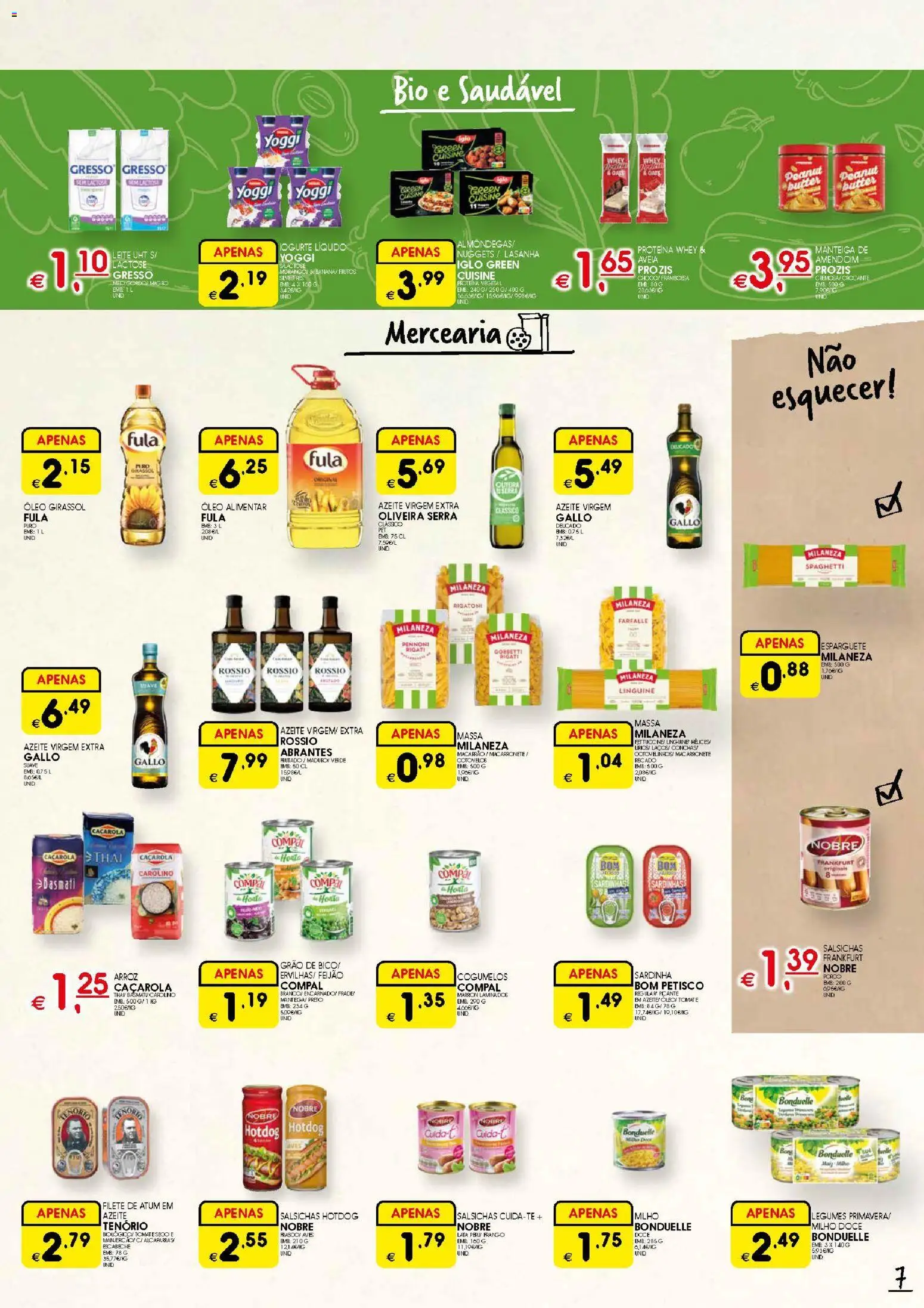 Meu Super folheto │ válido de 16.04.2026 | Página: 7 | Produtos: Aveia, Esparguete, Azeite, Leite