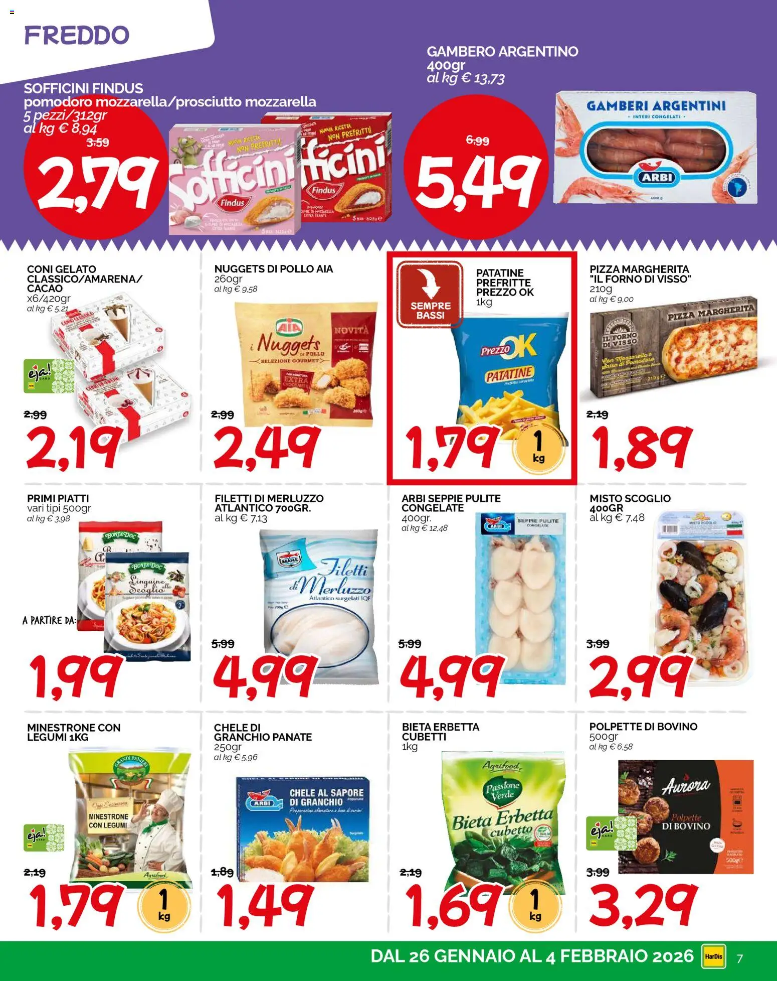 Volantino HarDis del 26.01.2026 | Pagina: 7 | Prodotti: Legumi, Pizza, Patatine, Polpette
