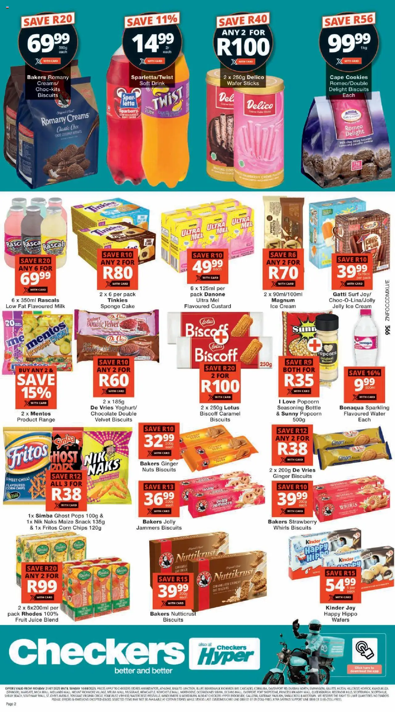 Checkers KwaZulu-Natal - Sweets Promotion │ valid from 21.07.2025 | Page: 2 | Products: Corn, Biscuits, Popcorn, Cookies