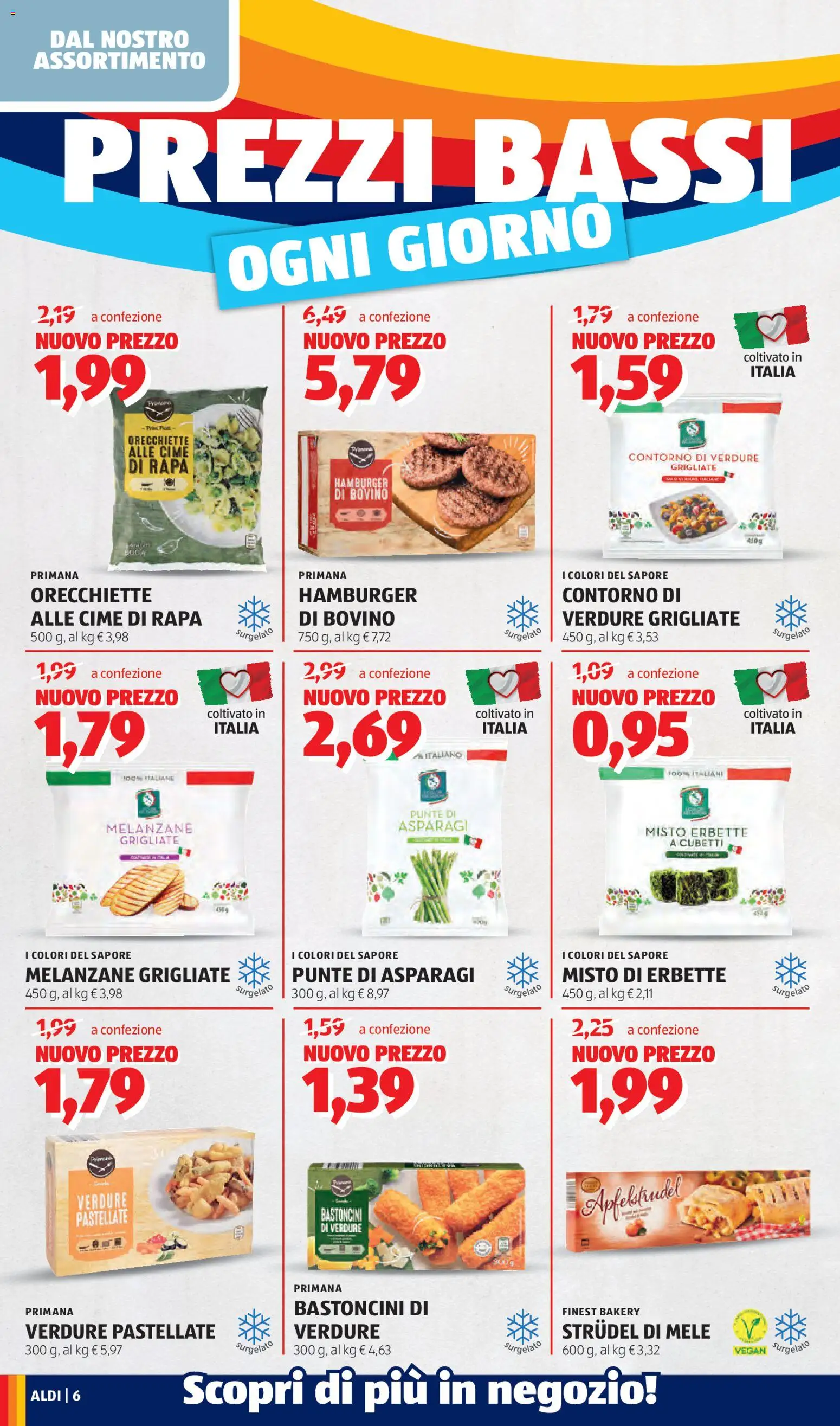 Volantino Aldi del 06.04.2026 | Pagina: 6 | Prodotti: Bovino, Mele, Verdure, Asparagi