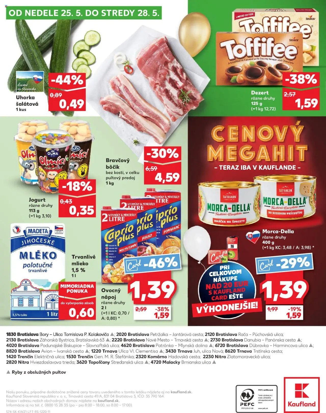 Nové Kaufland akcie – leták je platný od 22.05.2025 | Strana: 74 | Produkty: Mlieko, Jogurt, Ryby, Bravčový bôčik