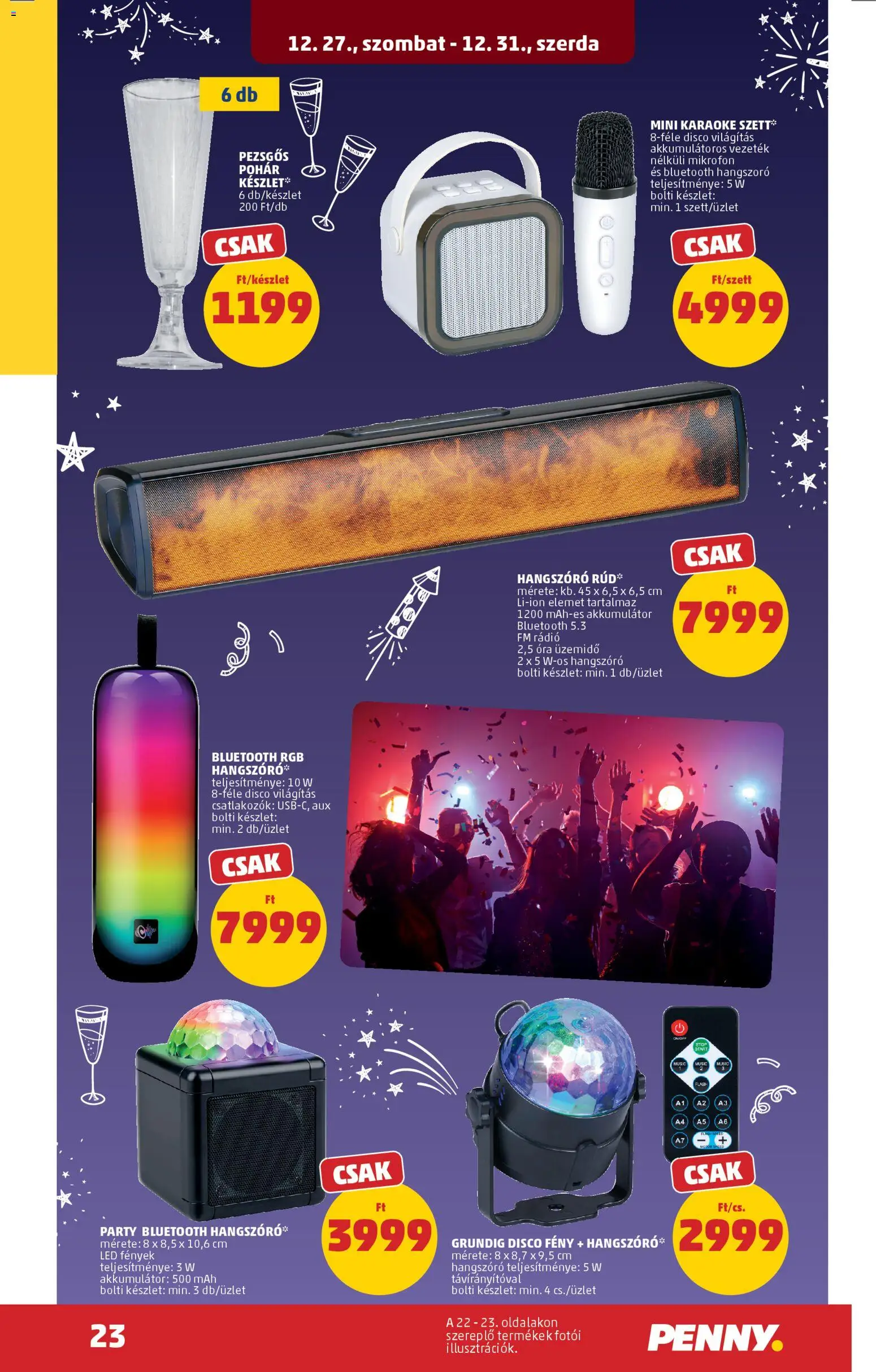 PENNY akciós ujság - amely érvényes a következő dátumtól: 27.12.2025 | Oldal: 27 | Termékek: Mikrofon, Óra, Soundbar, Bluetooth hangszóró