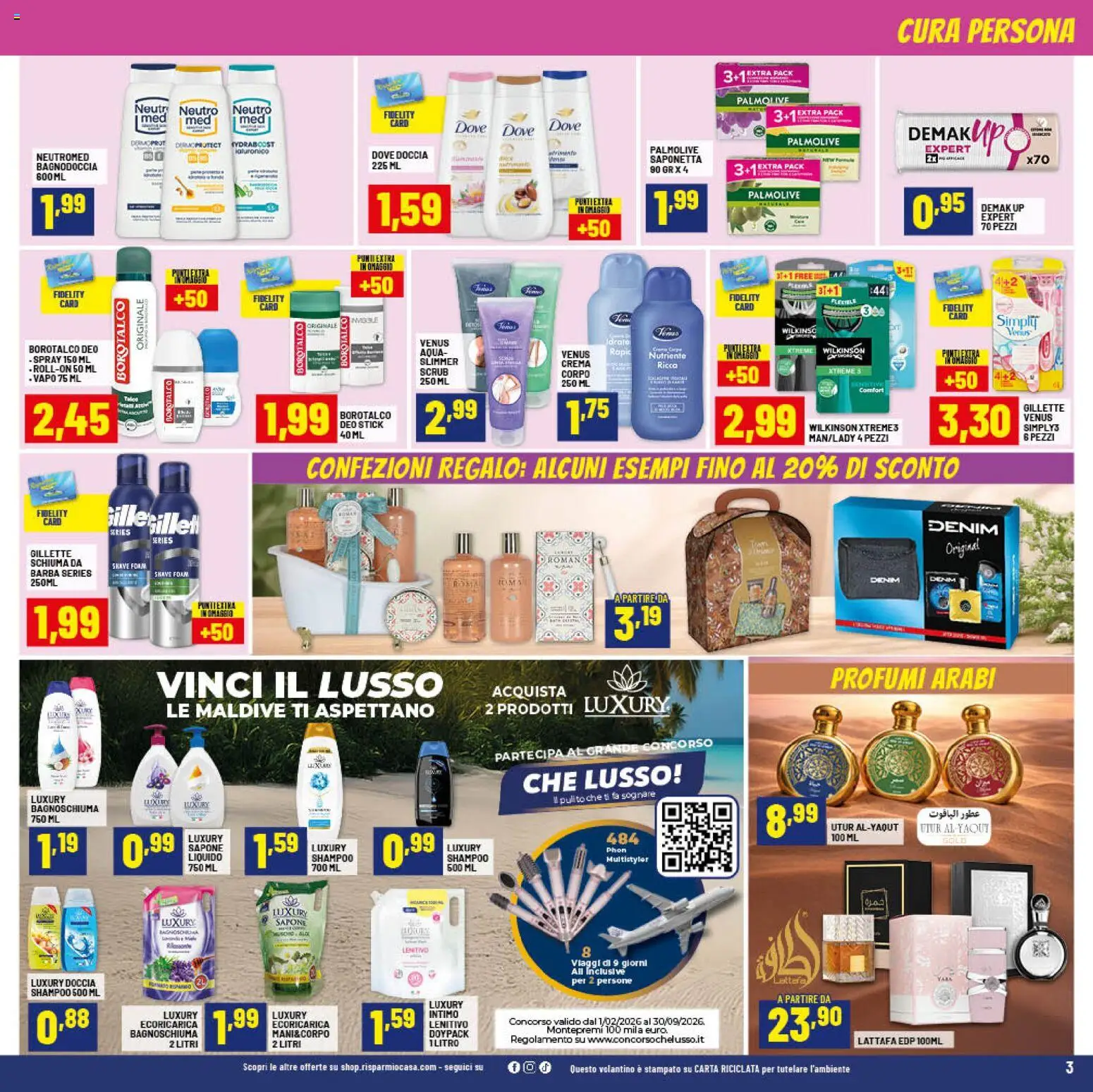 Volantino RisparmioCasa del 23.04.2026 | Pagina: 3 | Prodotti: Shampoo, Sapone, Saponetta, Doccia