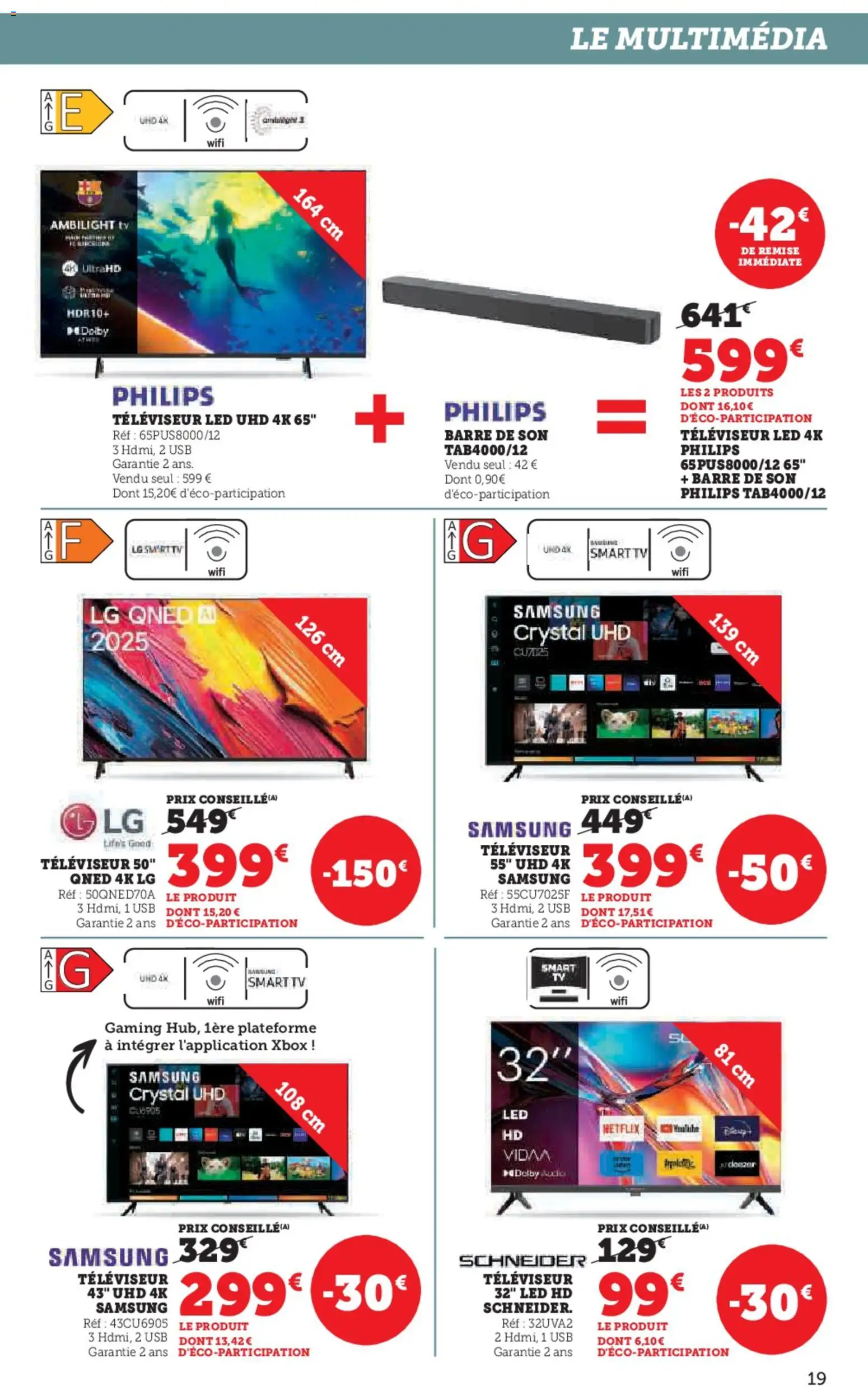 {H1} | Page: 19 | Produits: Xbox, USB, Televiseur led 4K, Barre de son