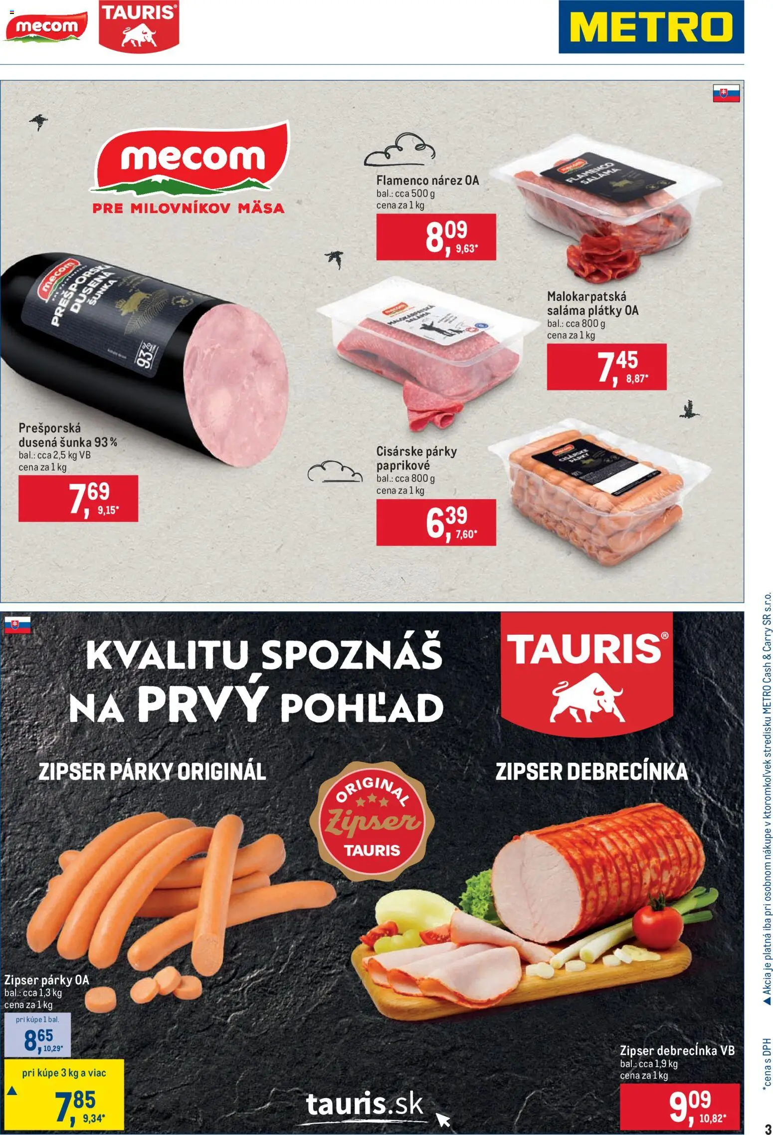 Nové Metro akcie – leták je platný od 25.03.2026 | Strana: 3 | Produkty: Saláma, Šunka, Párky