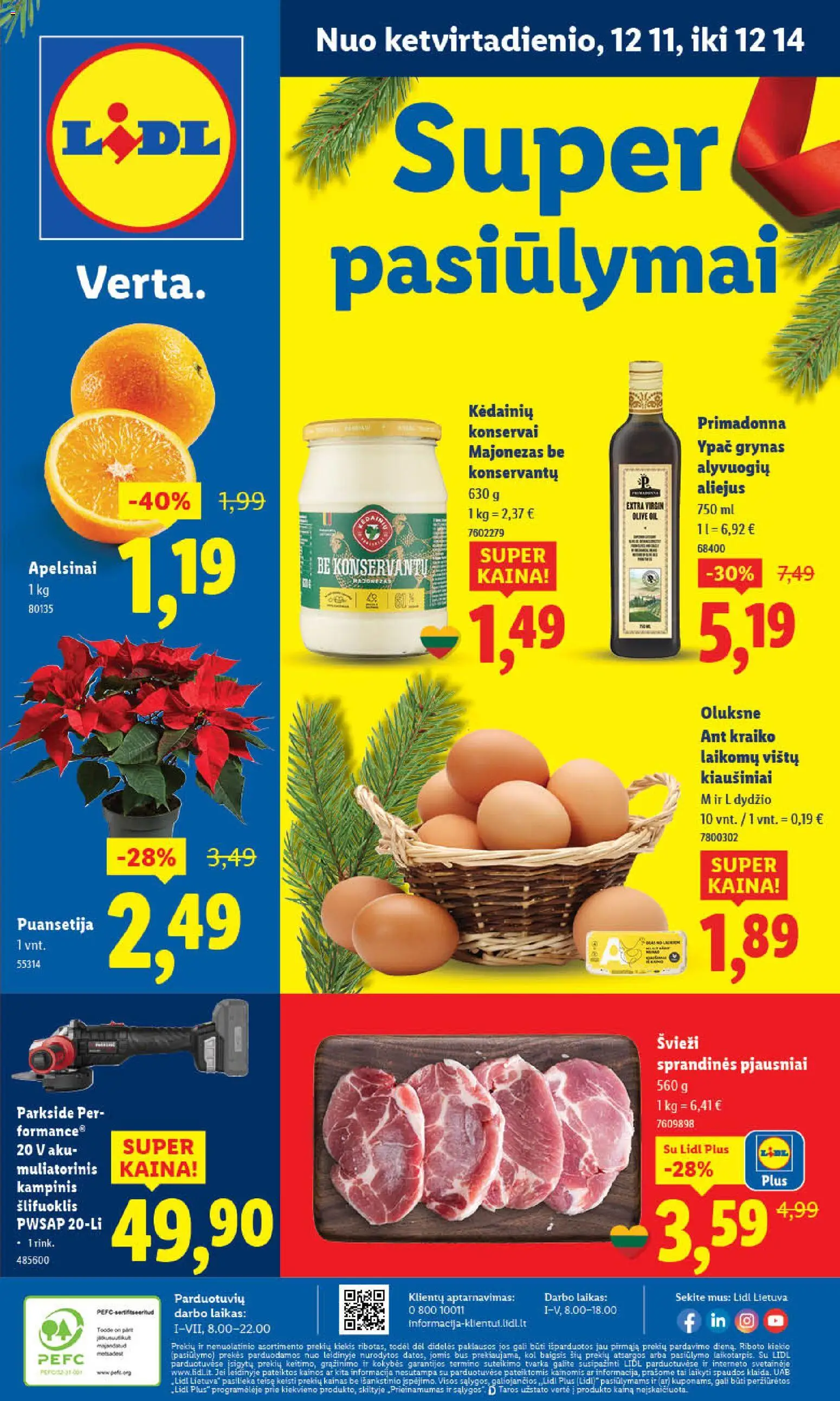 LIDL akcijos nuo 08.12.2025 | Puslapis: 47 | Prekių: Kiaušiniai, Aliejus, Konservai, Apelsinai