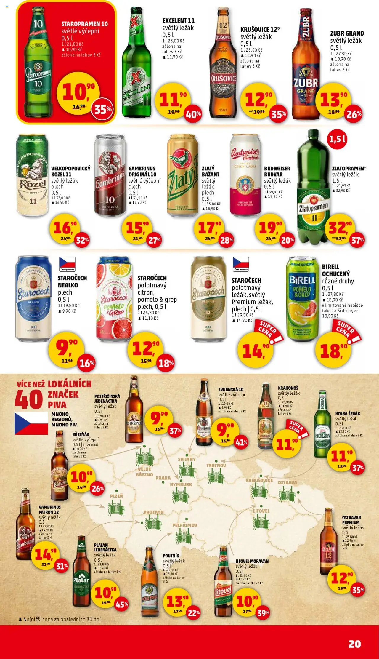Penny Market leták - Čtvrtečník od 18.09.2025 | Strana: 20 | Produkty: Zlatopramen, Zubr, Březňák, Citron