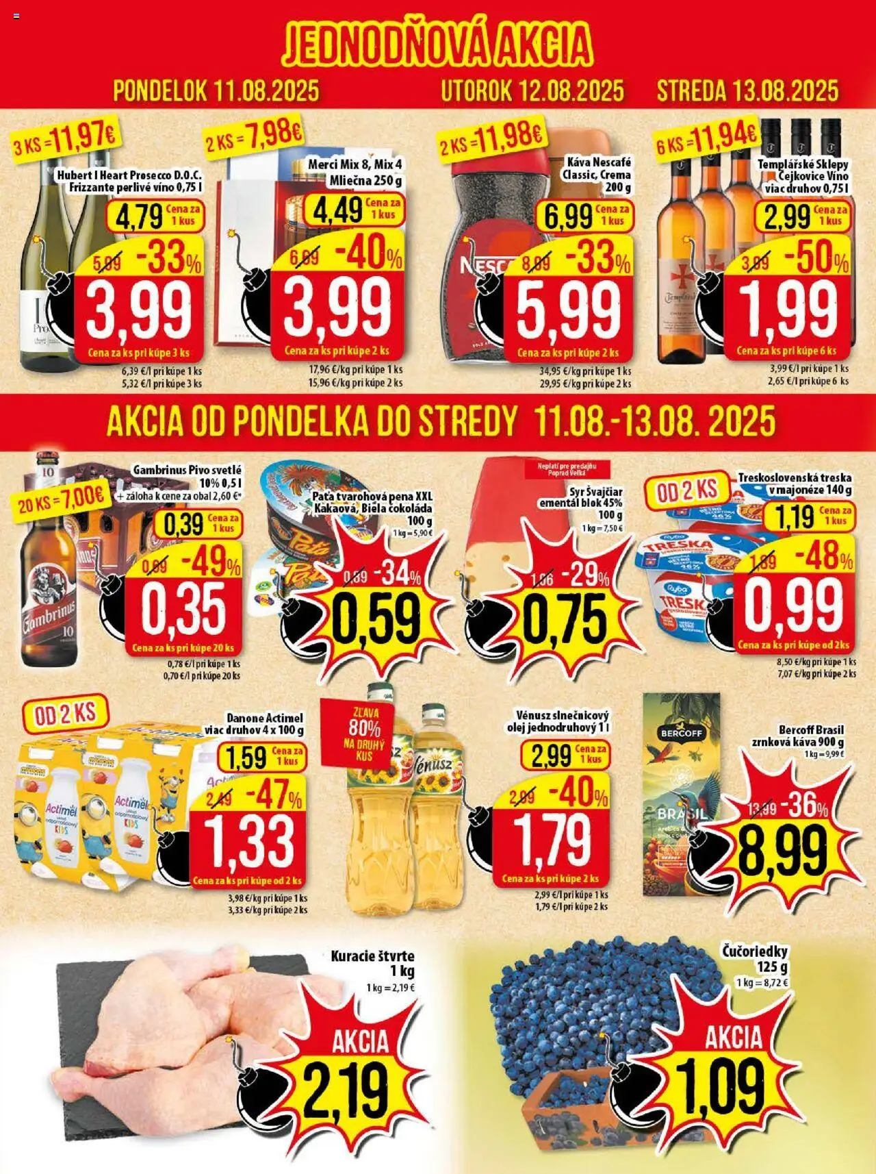 Klas leták │ platný od 11.08.2025 | Strana: 2 | Produkty: Prosecco, Ryba, Gambrinus, Treska
