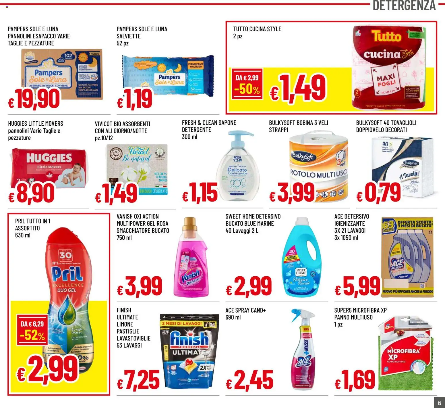 Volantino Galassia del 13.11.2025 | Pagina: 19 | Prodotti: Pannolini, Detergente, Limone, Lavastoviglie