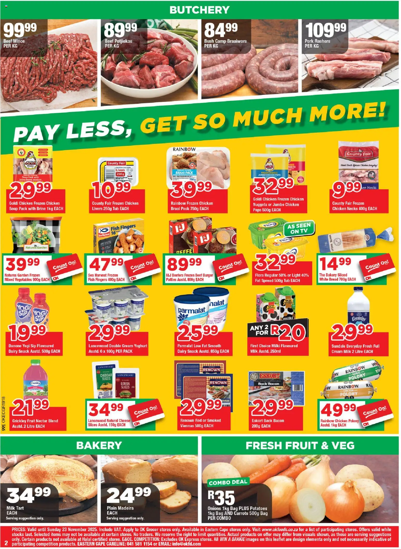 New OK Foods catalogue – valid from 12.11.2025 | Page: 2 | Products: Yoghurt, Fish, Beef, Carrots