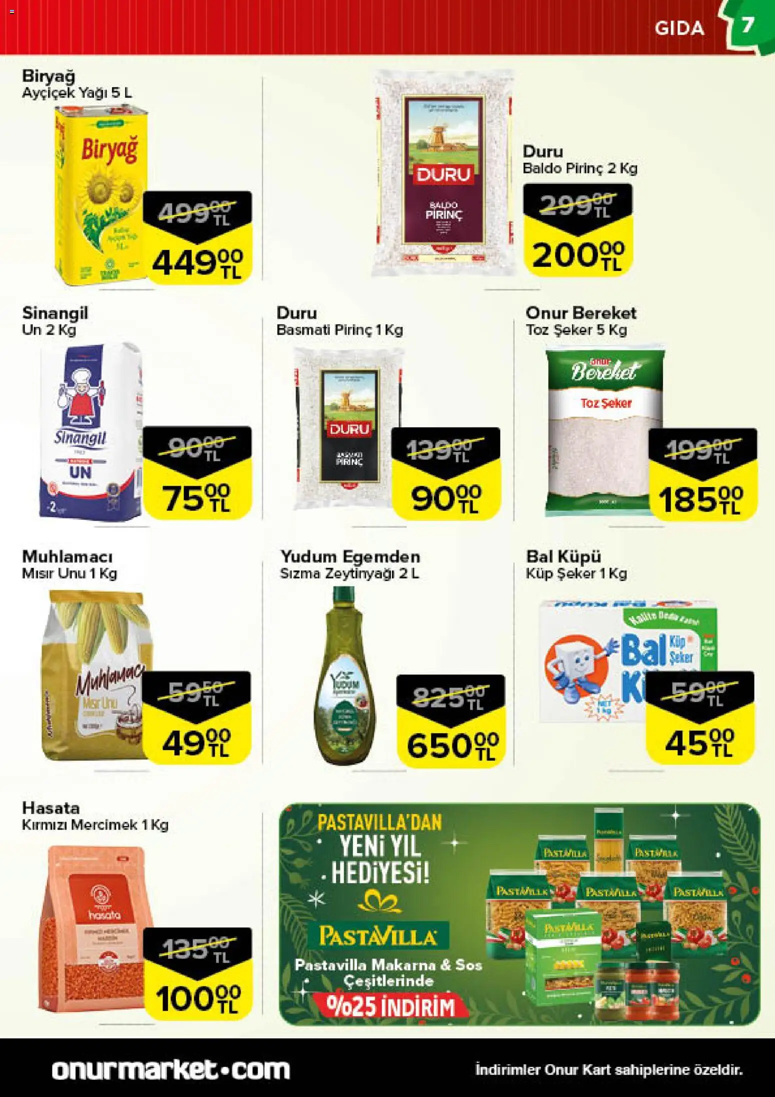 Onur Market Katalog - 16.12.2025 tarihinden itibaren geçerlidir | Sayfa: 7 | Ürünler: Ravioli, Şeker, Makarna, Toz şeker
