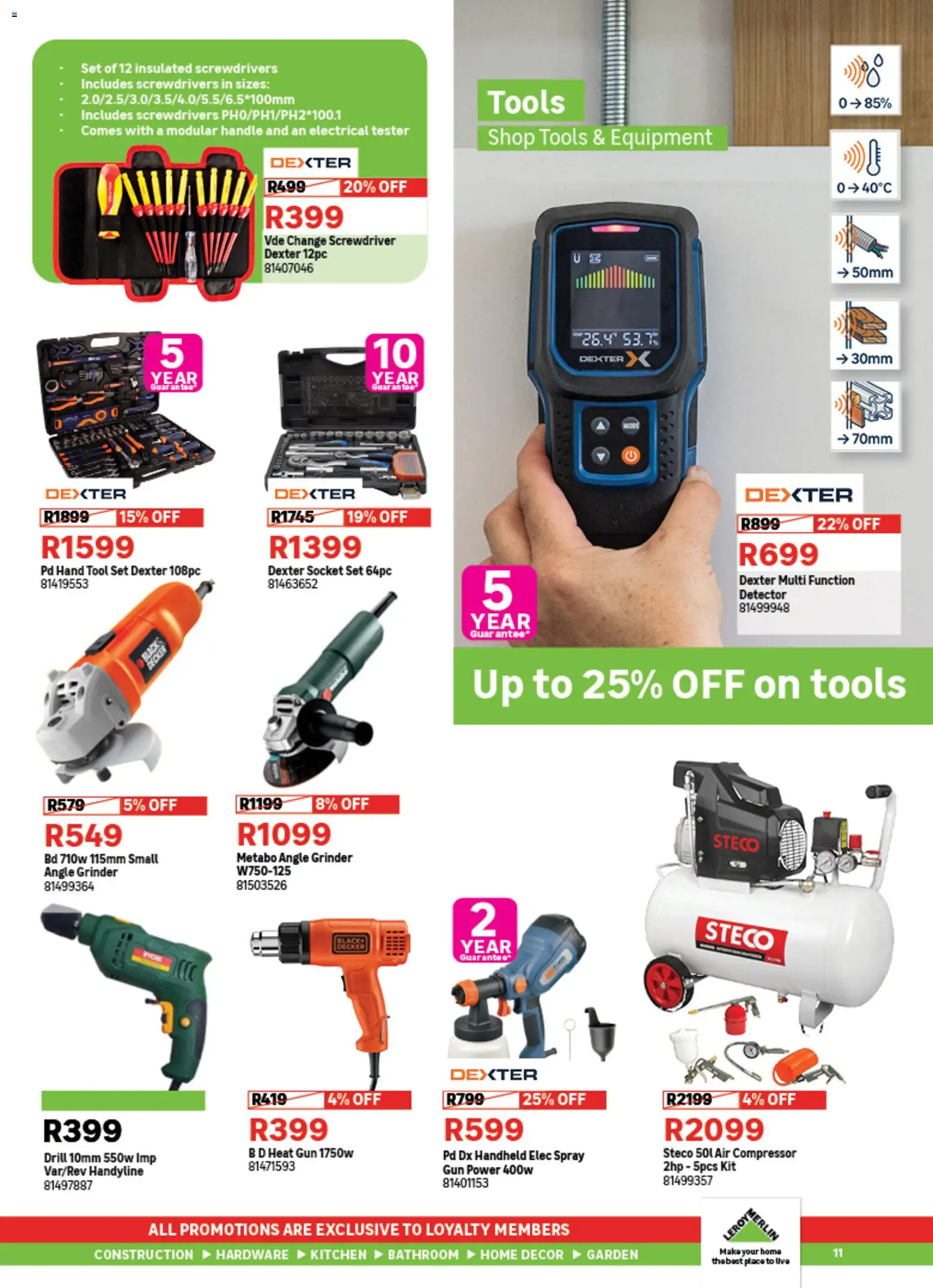 New Leroy Merlin catalogue – valid from 06.02.2026 | Page: 11 | Products: Drill, Socket set, Compressor, Angle grinder
