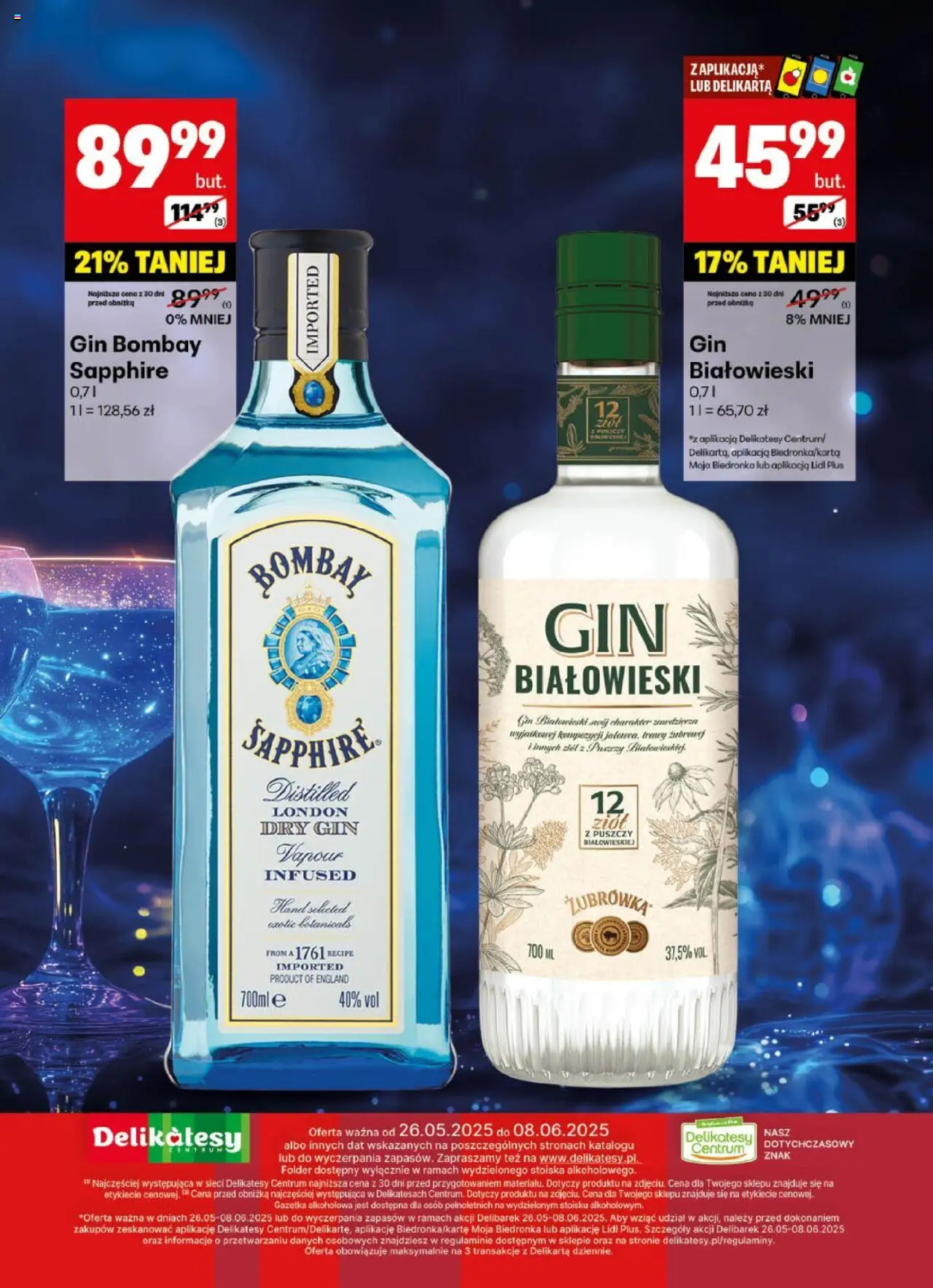 Delikatesy Centrum Gazetka alkoholowa od 26.05.2025 | Strona: 22 | Produkty: Gin Bombay, Delikatesy, Gin