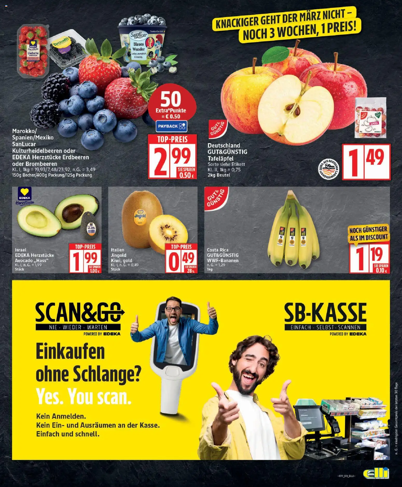 Elli Markt - Broschüre – gültig ab 09.03.2026 | Seite: 3 | Produkte: Äpfel, Avocado, Erdbeeren