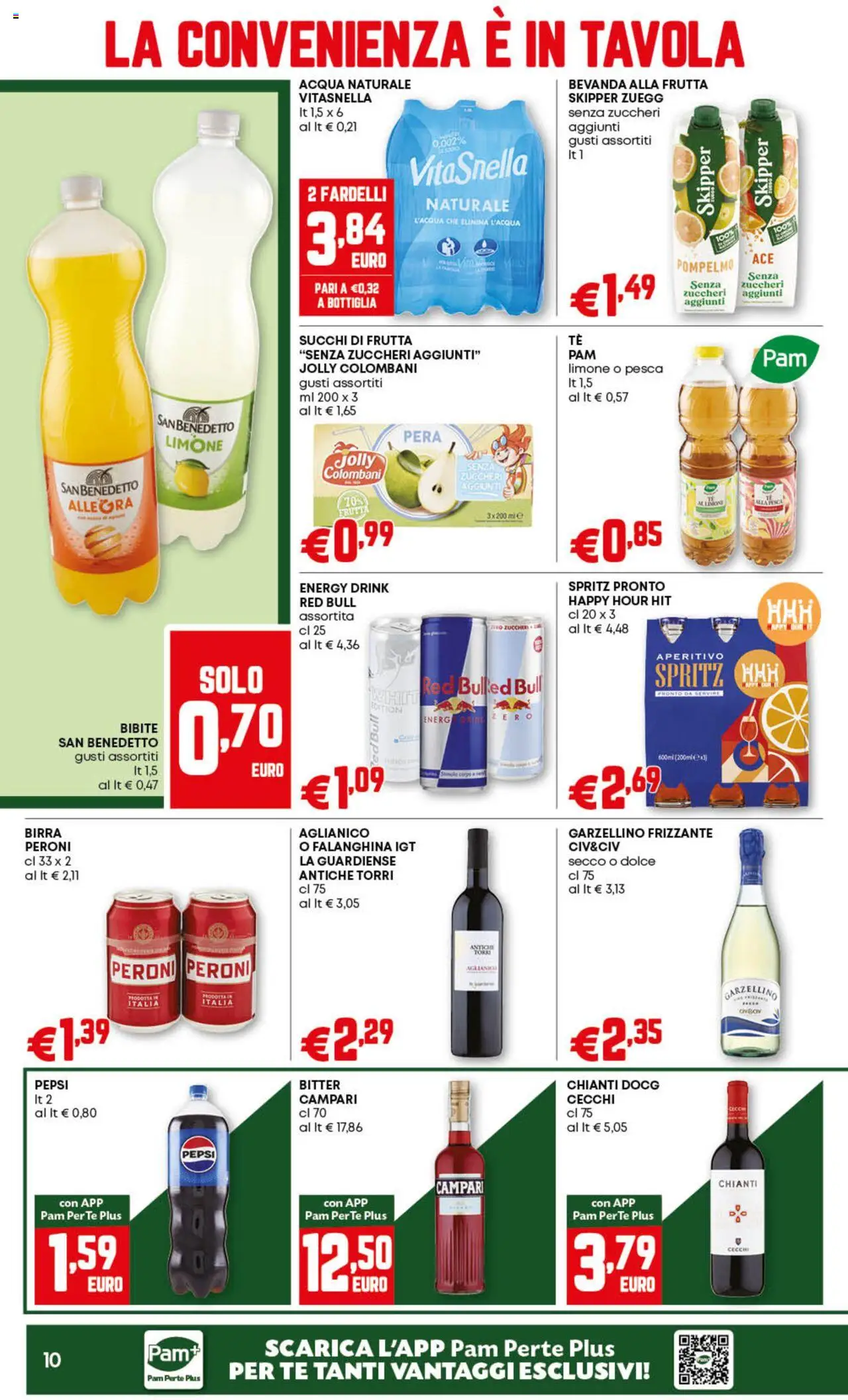 Volantino PAM del 07.08.2025 | Pagina: 10 | Prodotti: Frutta, Acqua naturale, Red Bull, Bottiglia