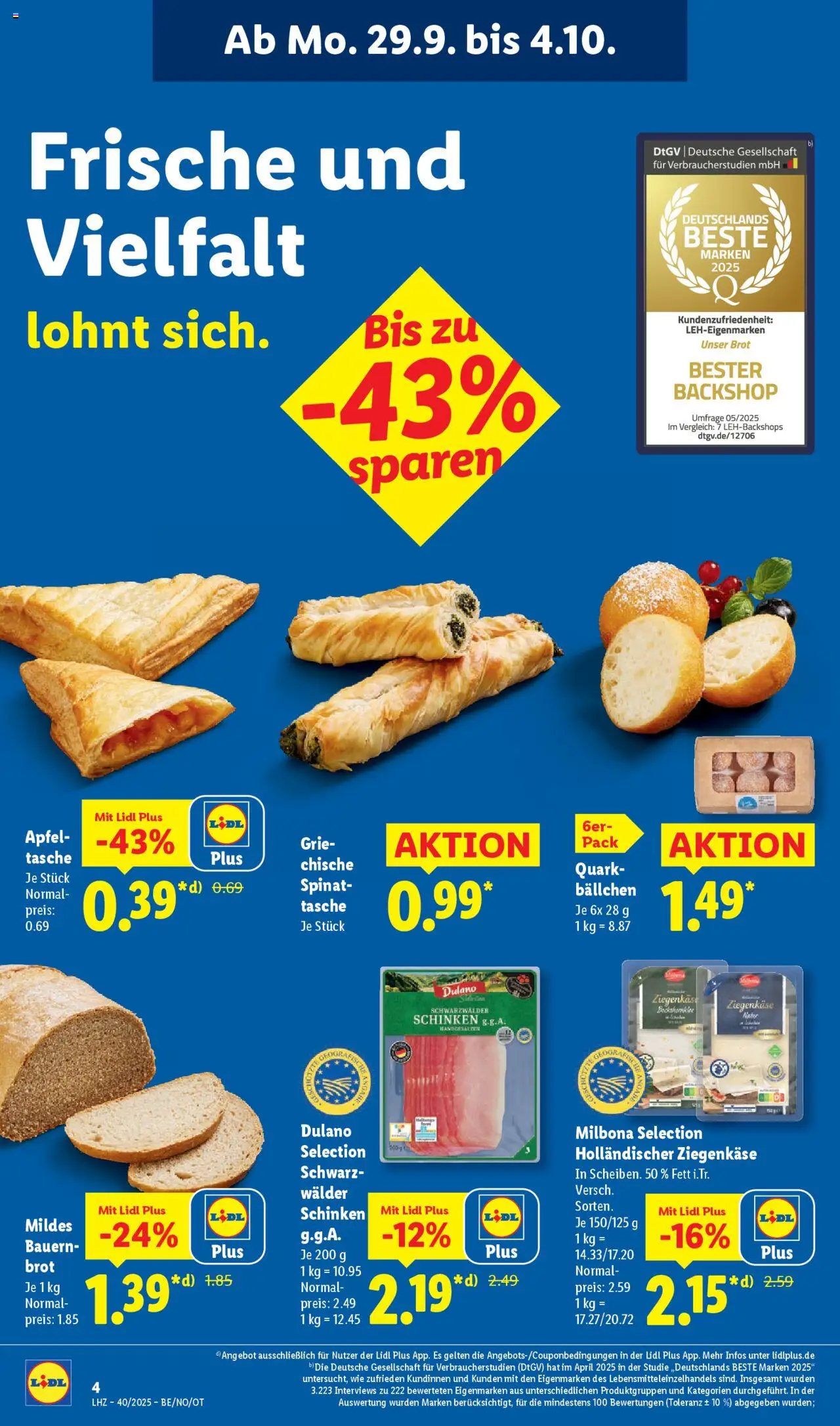 Lidl Prospekt Lüchow – gültig ab 29.09.2025 | Seite: 8 | Produkte: Tasche, Quark, Brot, Schinken