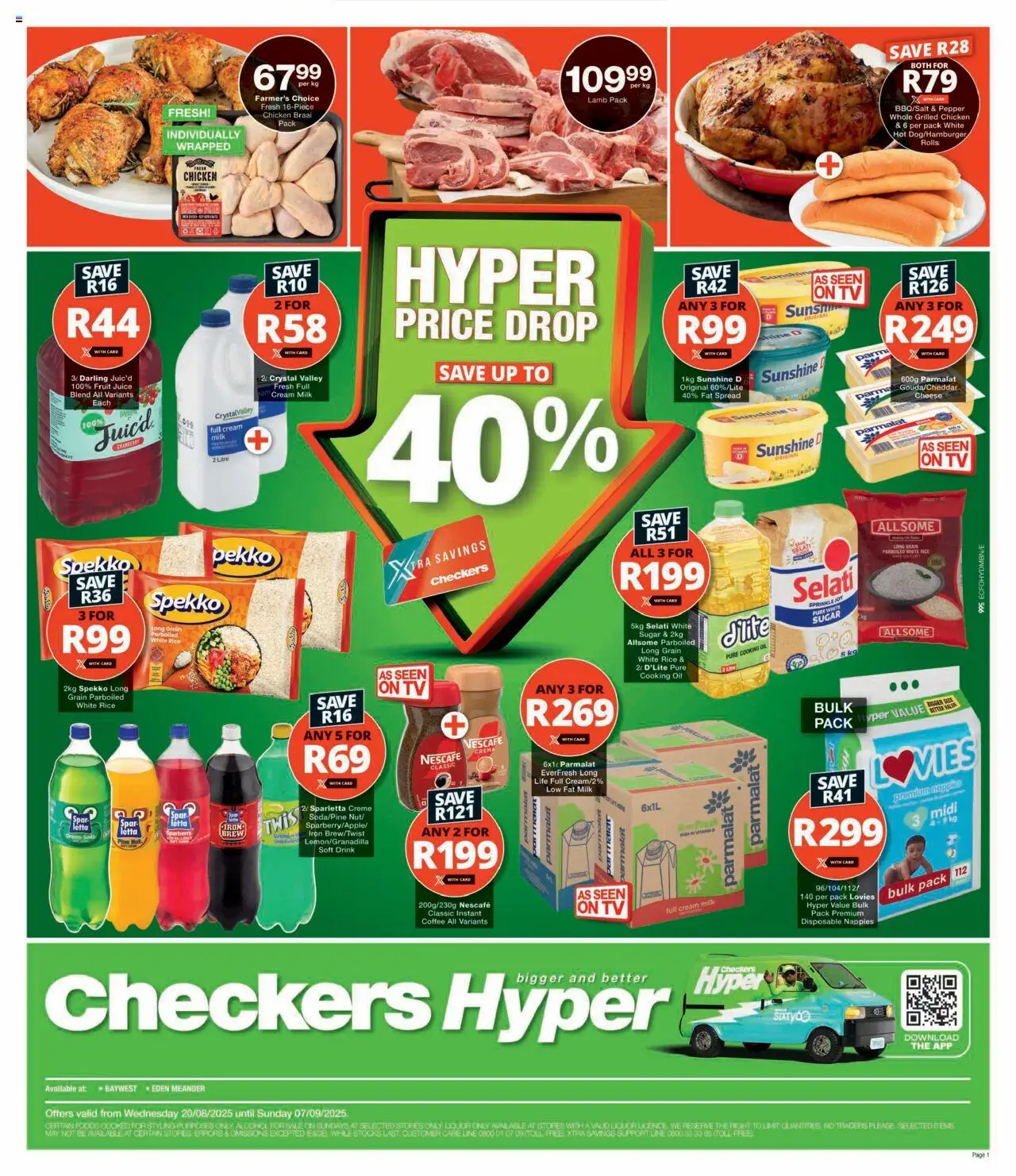Checkers Eastern Cape - Hyper Price Drop Promotion │ valid from 20.08.2025 | Page: 1 | Products: Iron, Coffee, Juice, Fruit