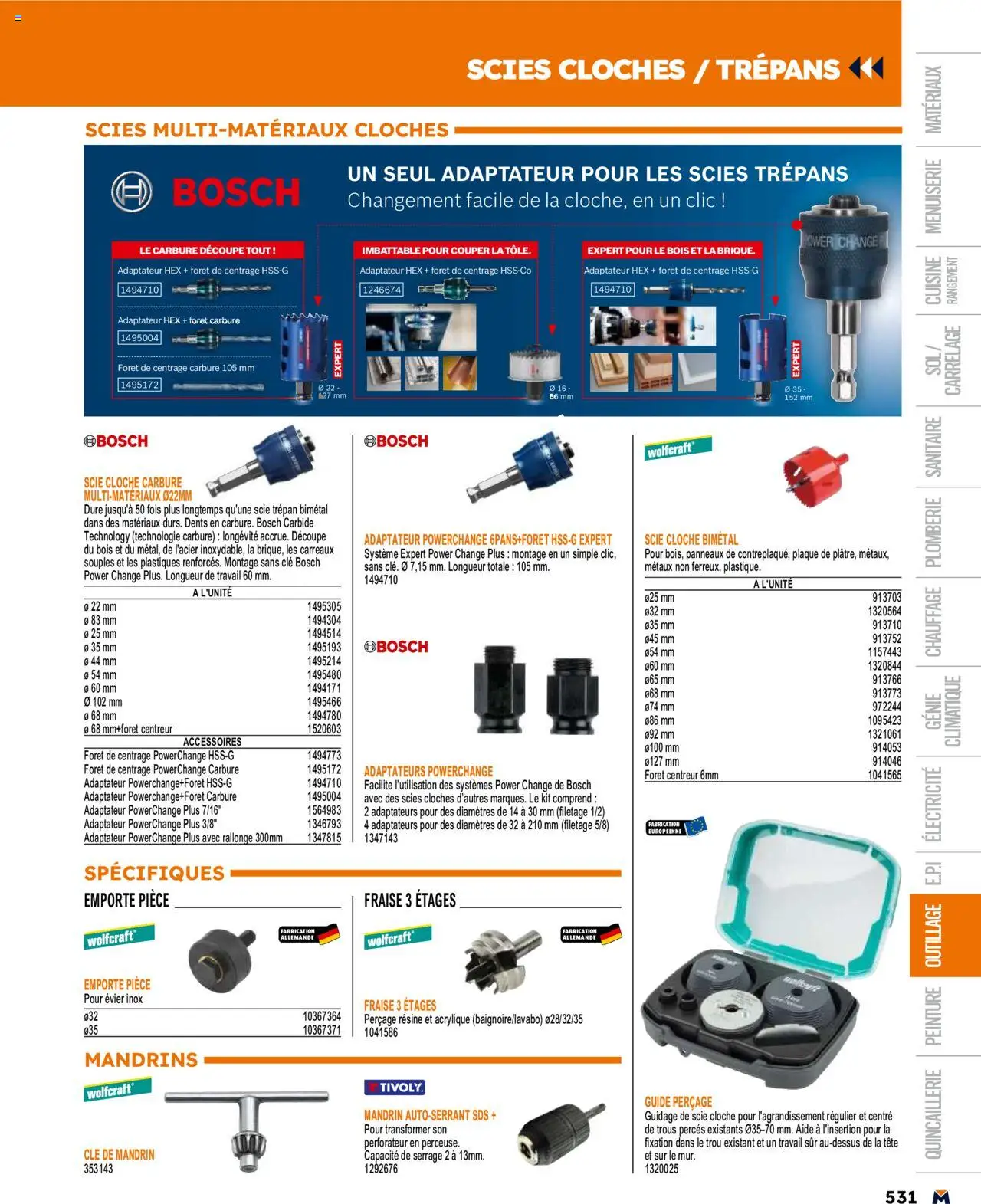  | Page: 531 | Produits: Fraise, Adaptateur, Clé, Cloche