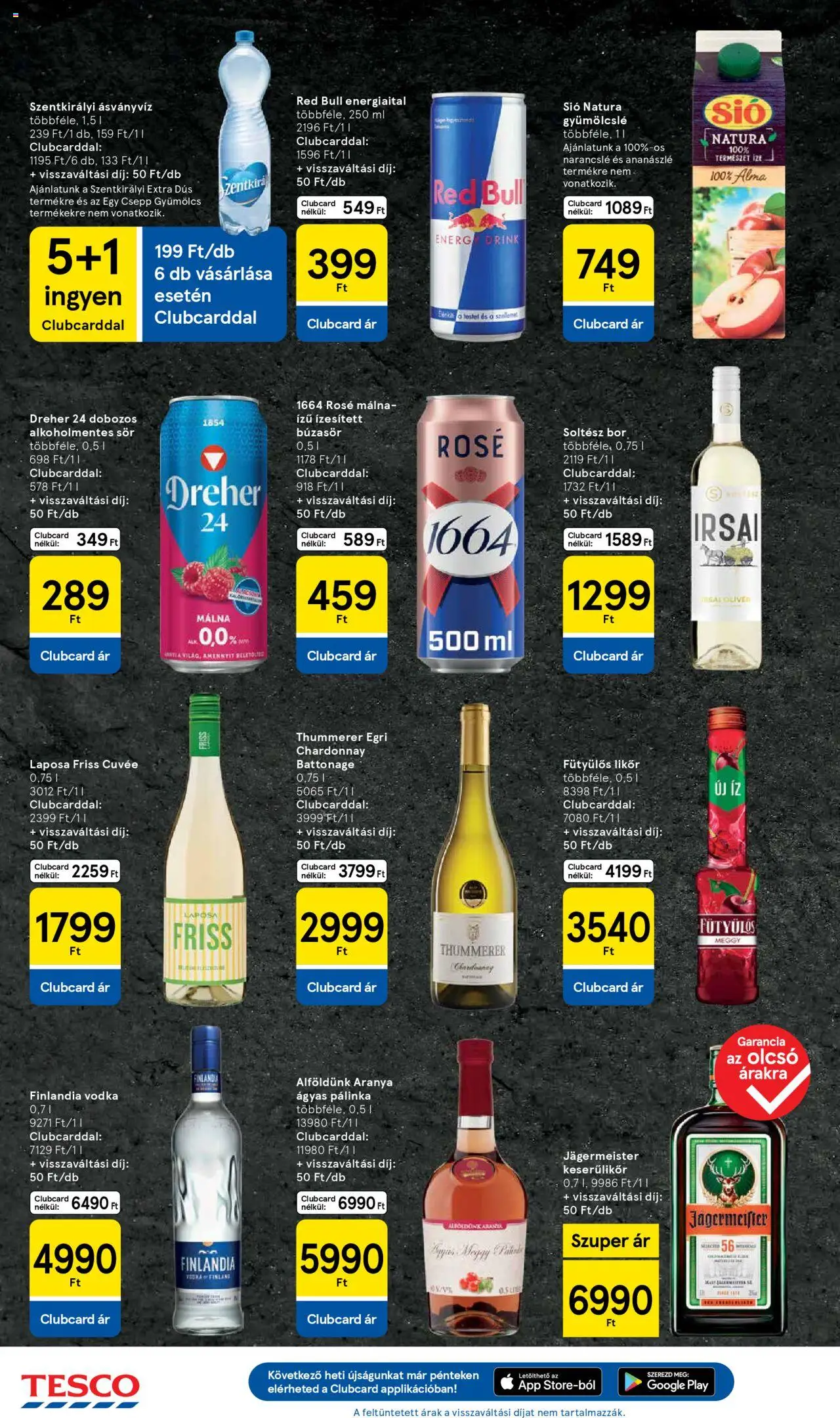 Tesco akciós ujság - amely érvényes a következő dátumtól: 05.06.2025 | Oldal: 10 | Termékek: Energiaital, Ananászlé, Ásványvíz, Bor
