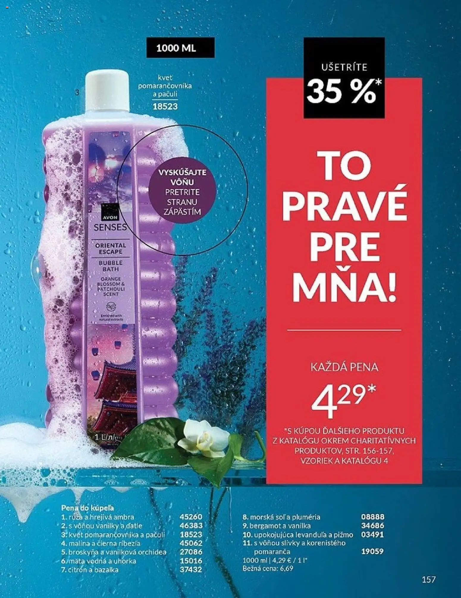 Nové Avon akcie – leták je platný od 01.03.2026 | Strana: 157 | Produkty: Pena do kúpeľa, Soľ, Orchidea, Slivky