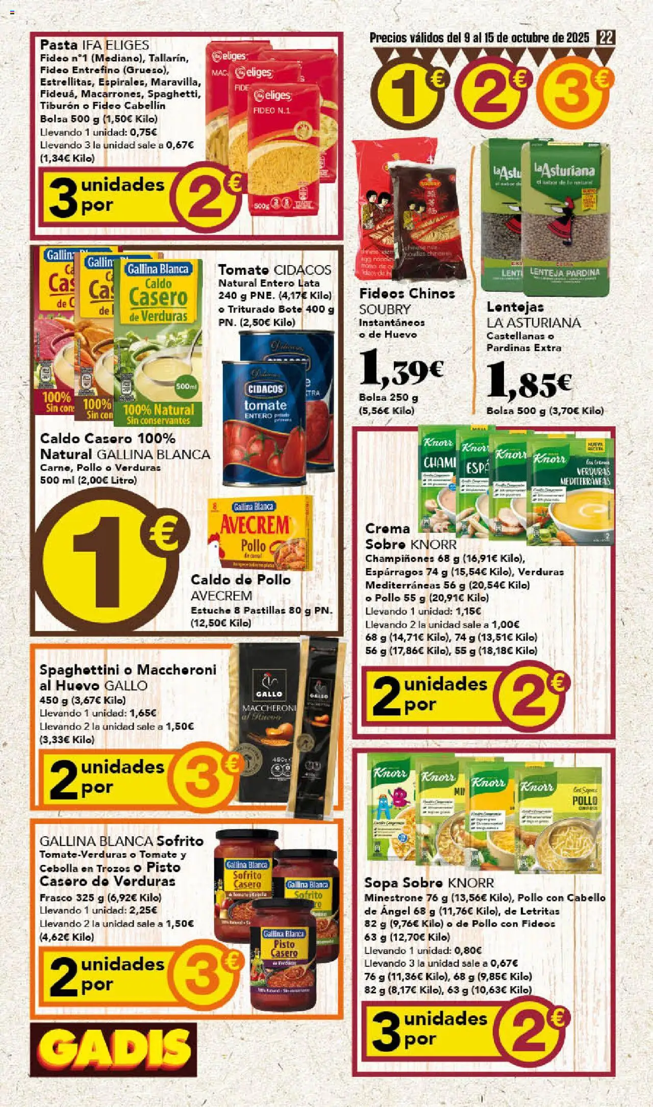Gadis folleto │ válido desde el 09.10.2025 | Página: 22 | Productos: Fideos, Pasta, Ξινό, Crema
