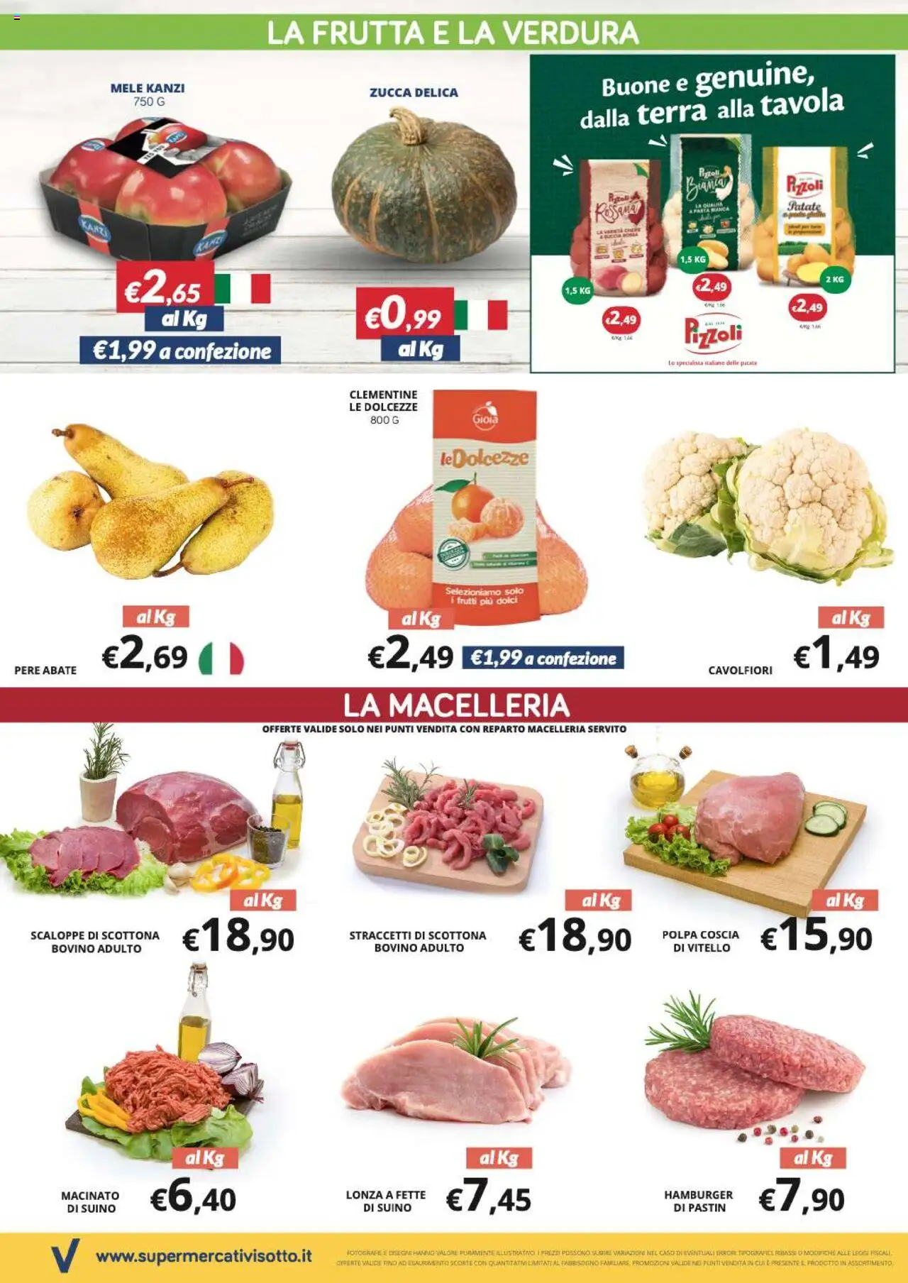 Volantino Visotto del 08.10.2025 | Pagina: 2 | Prodotti: Mele, Patate, Hamburger, Terra