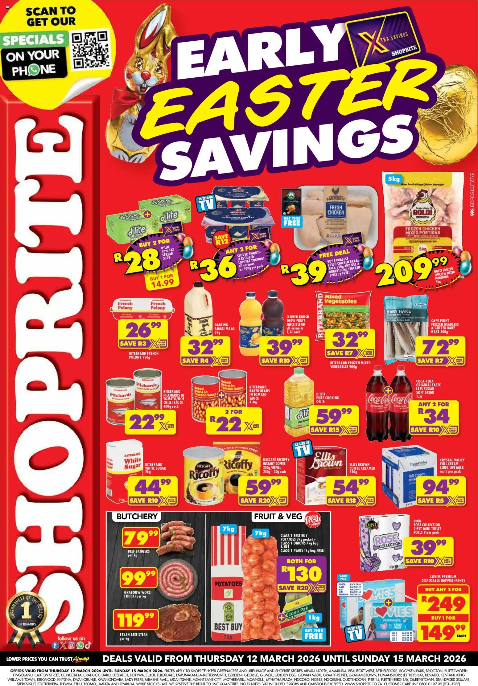 New Shoprite catalogue – valid from 12.03.2026 | Page: 1 | Products: Phone, Jeans, Potatoes, Sauce