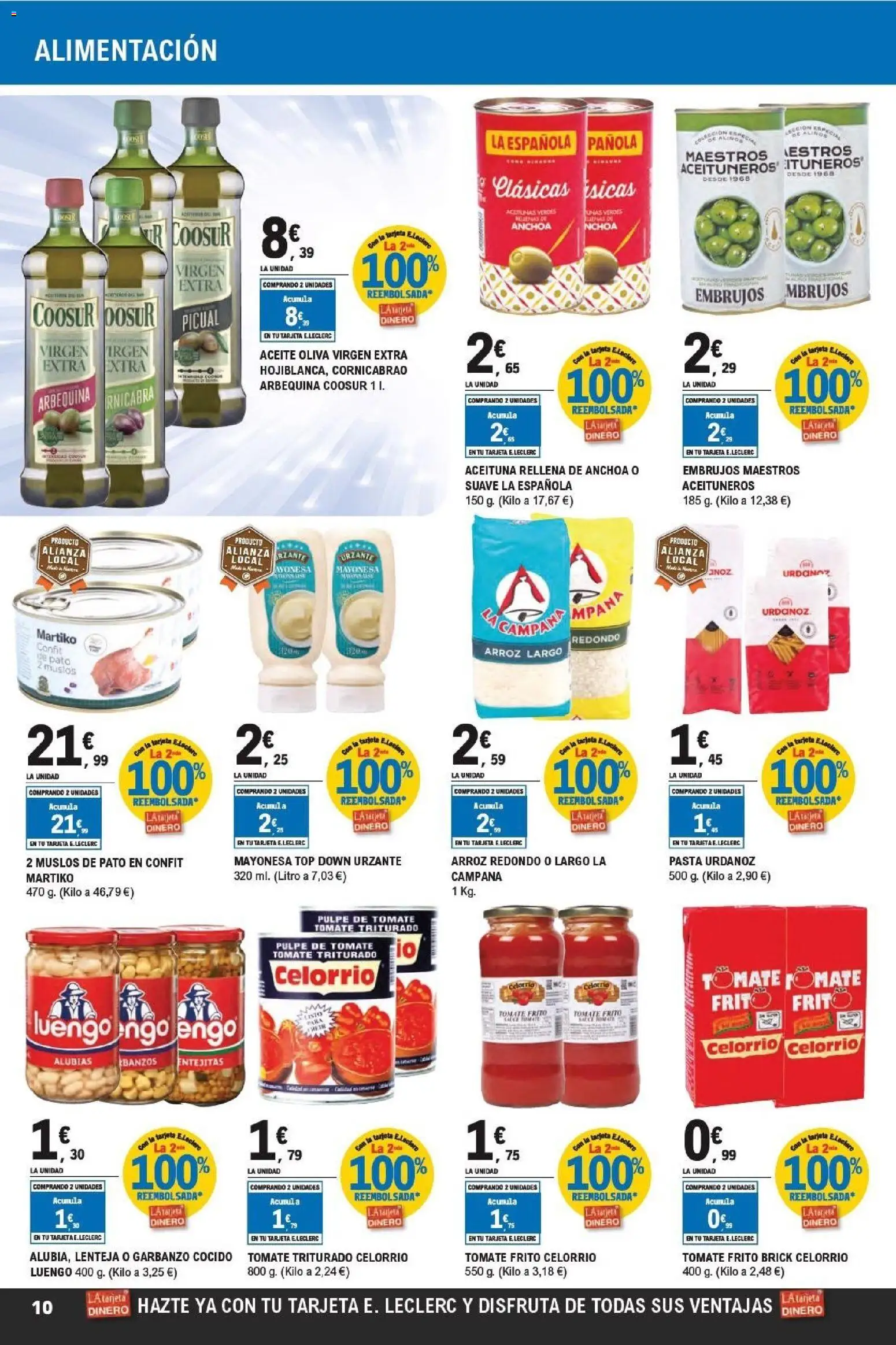 E.Leclerc -Tarjetazo │ válido desde el 18.03.2026 | Página: 10 | Productos: Arroz, Pasta, Anchoa, Tomate triturado