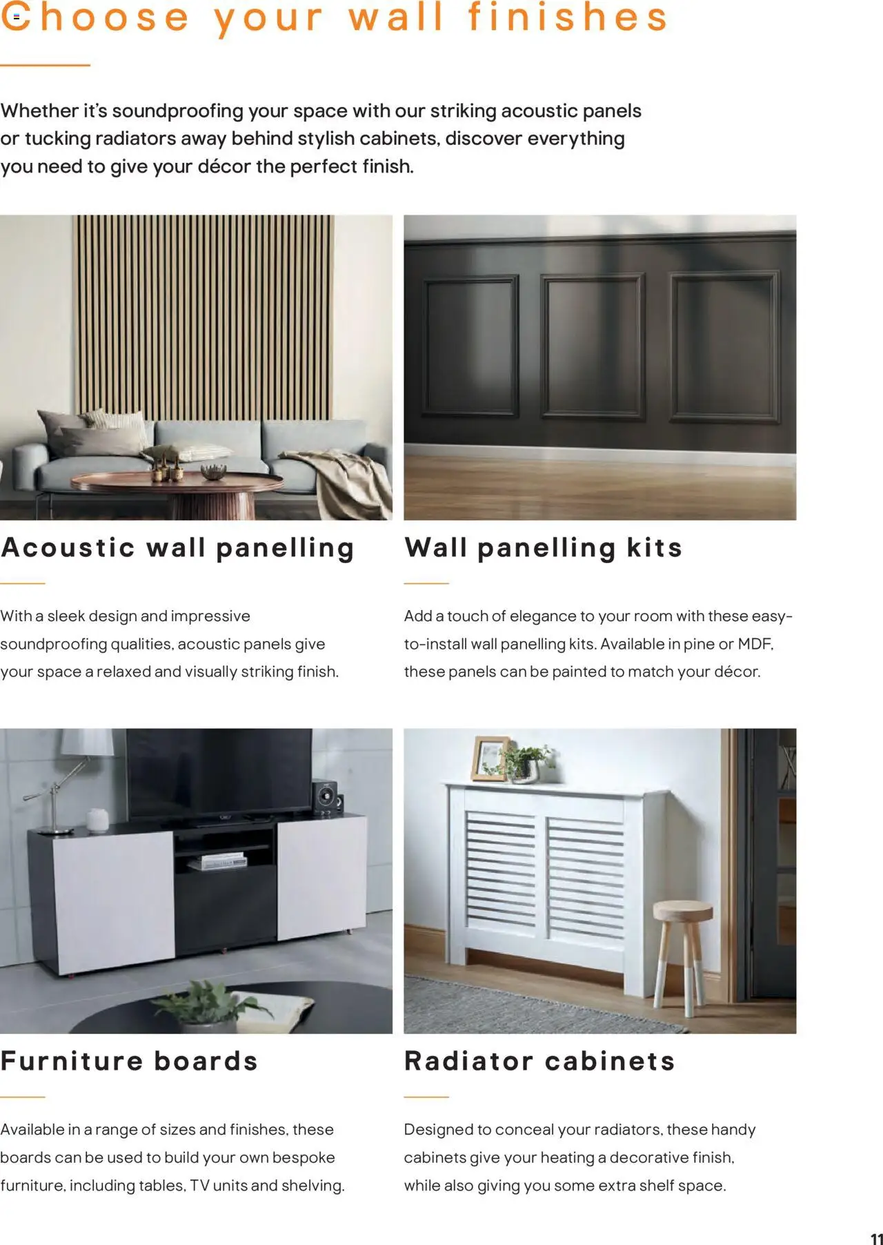 {H1} | Page: 11 | Products: Shelf, Radiator, TV