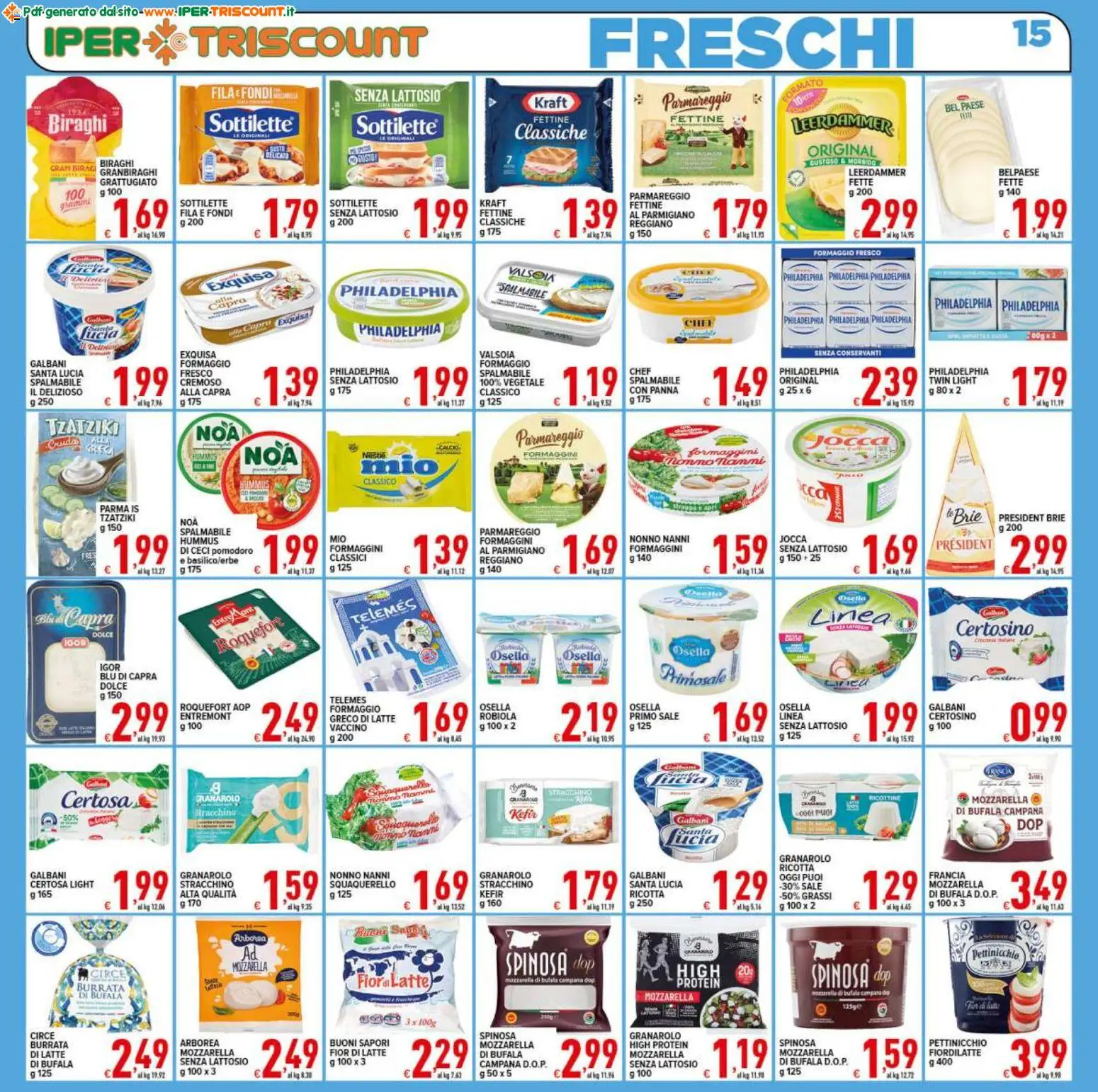 Volantino Ipertriscount del 29.10.2025 | Pagina: 15 | Prodotti: Latte, Formaggio, Hummus, Tonno