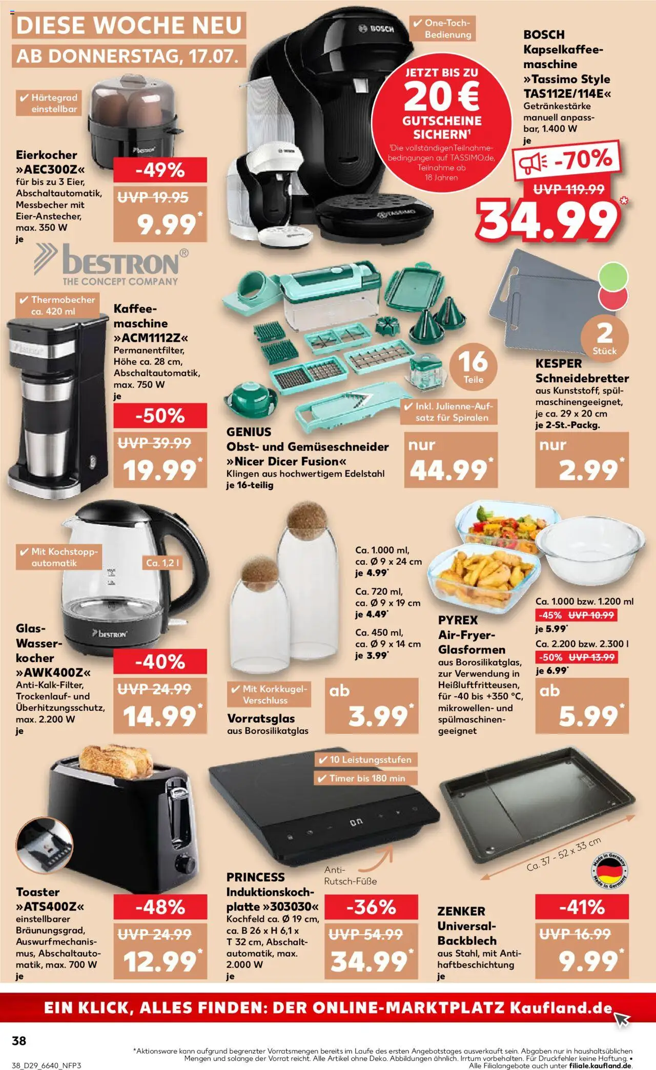Kaufland prospekt Stuttgart	 - gültig ab dem 17.07.2025 | Seite: 38 | Produkte: Bosch, Kaffeemaschine, Obst, Eierkocher