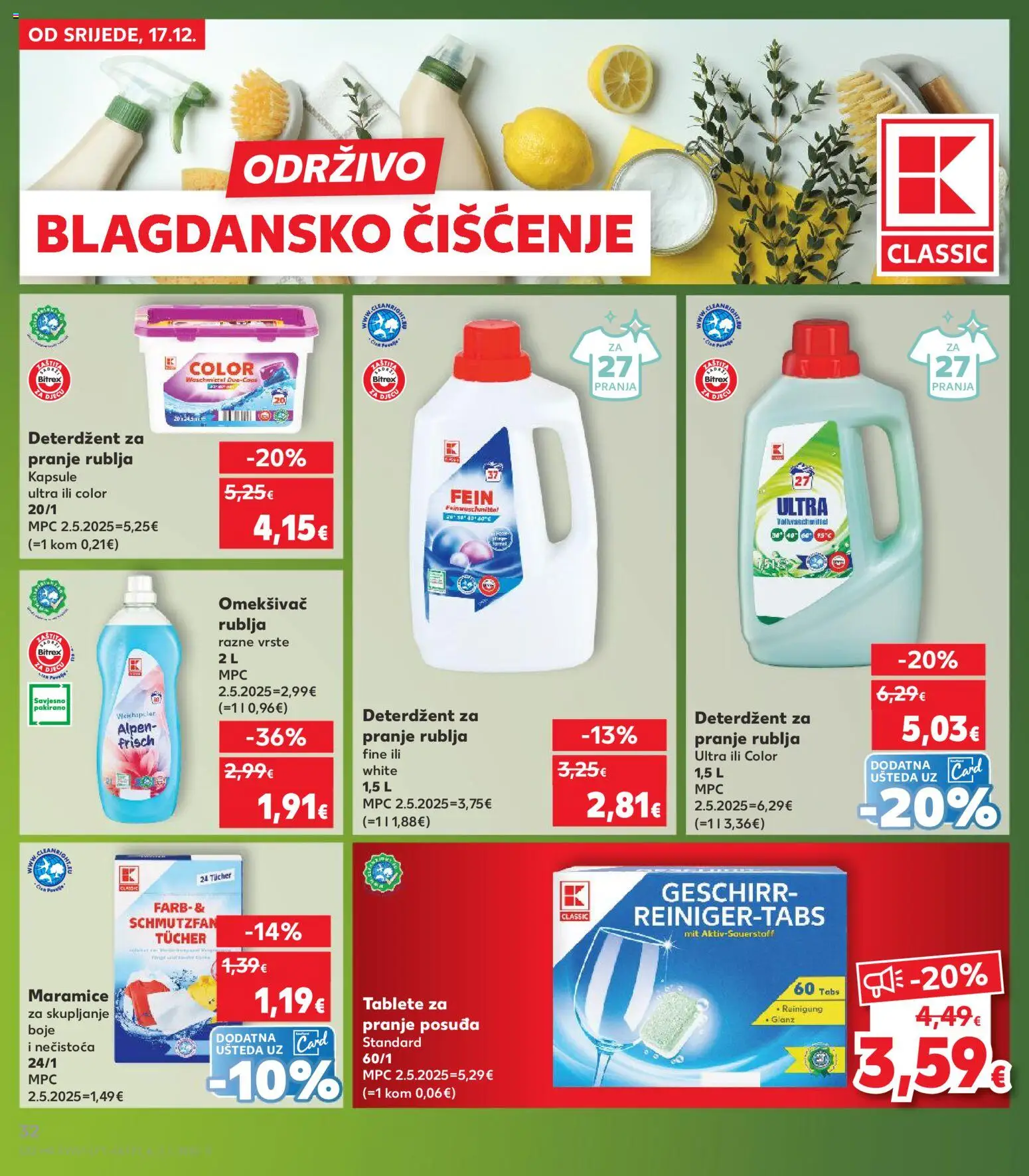 Kaufland katalog | vrijedi od 17.12.2025 | Stranica: 32 | Proizvodi: Deterdžent za pranje rublja, Omekšivač, Deterdžent